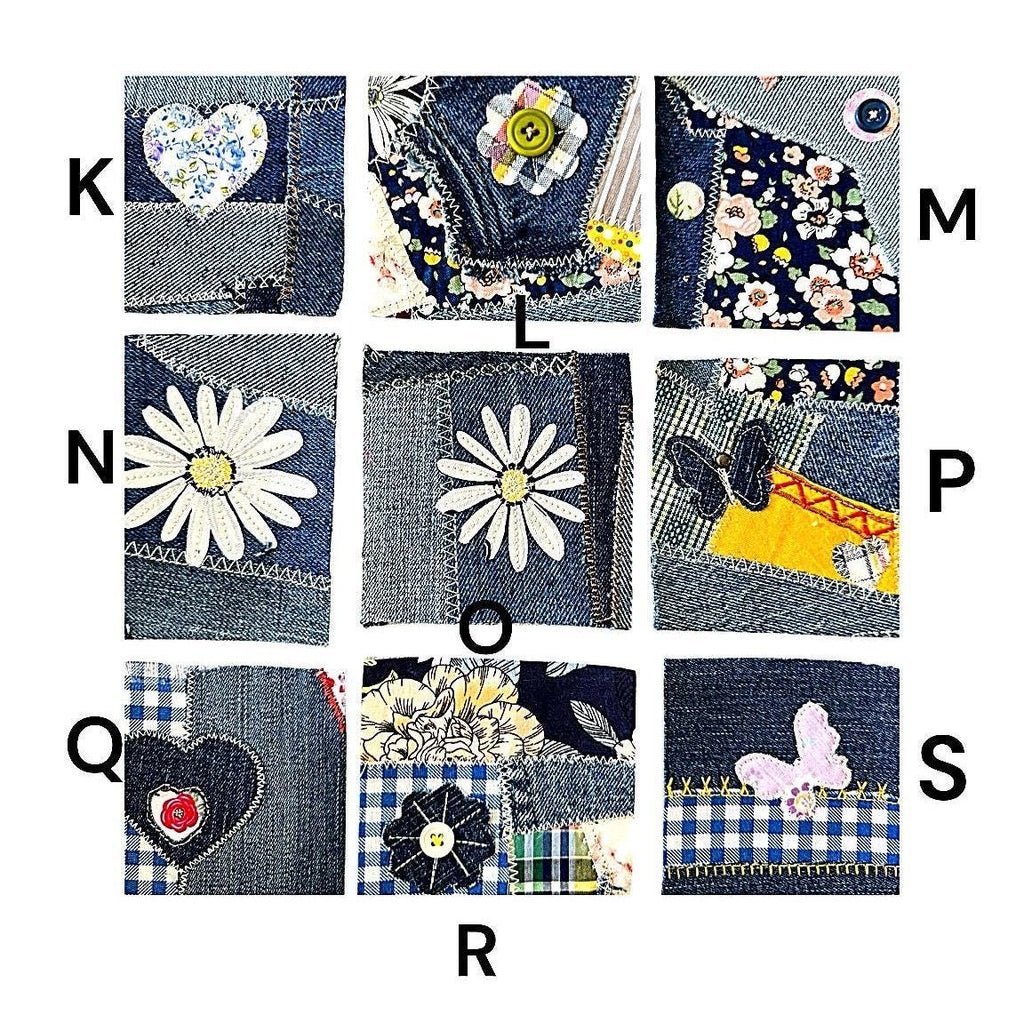 Handmade Denim Patches 4x4, Sew-On Appliqué, Upcycled Patchwork