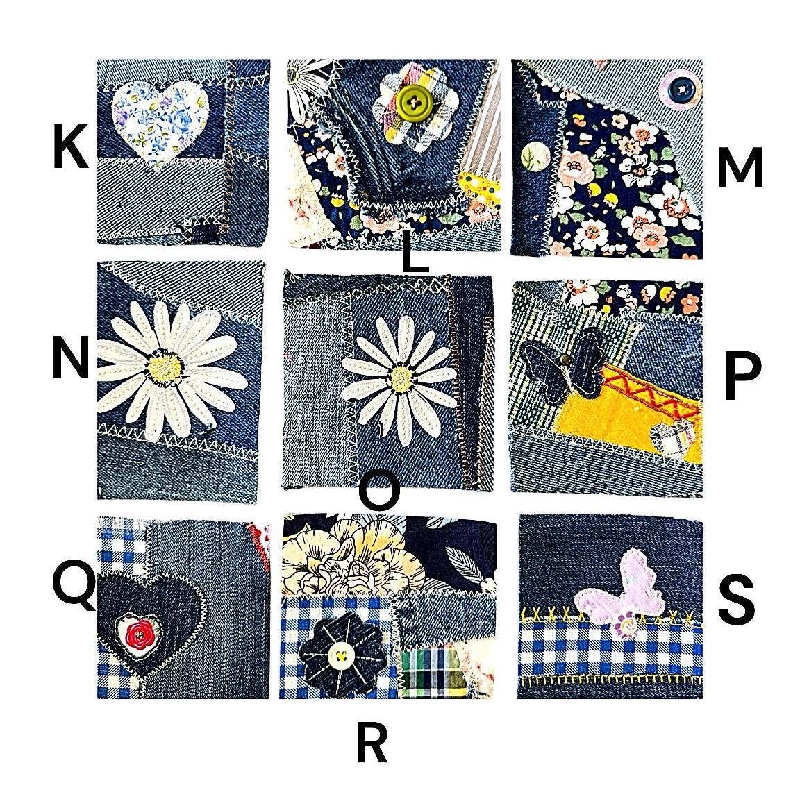 Handmade Denim Patches 4x4, Sew-On Appliqué, Upcycled Patchwork