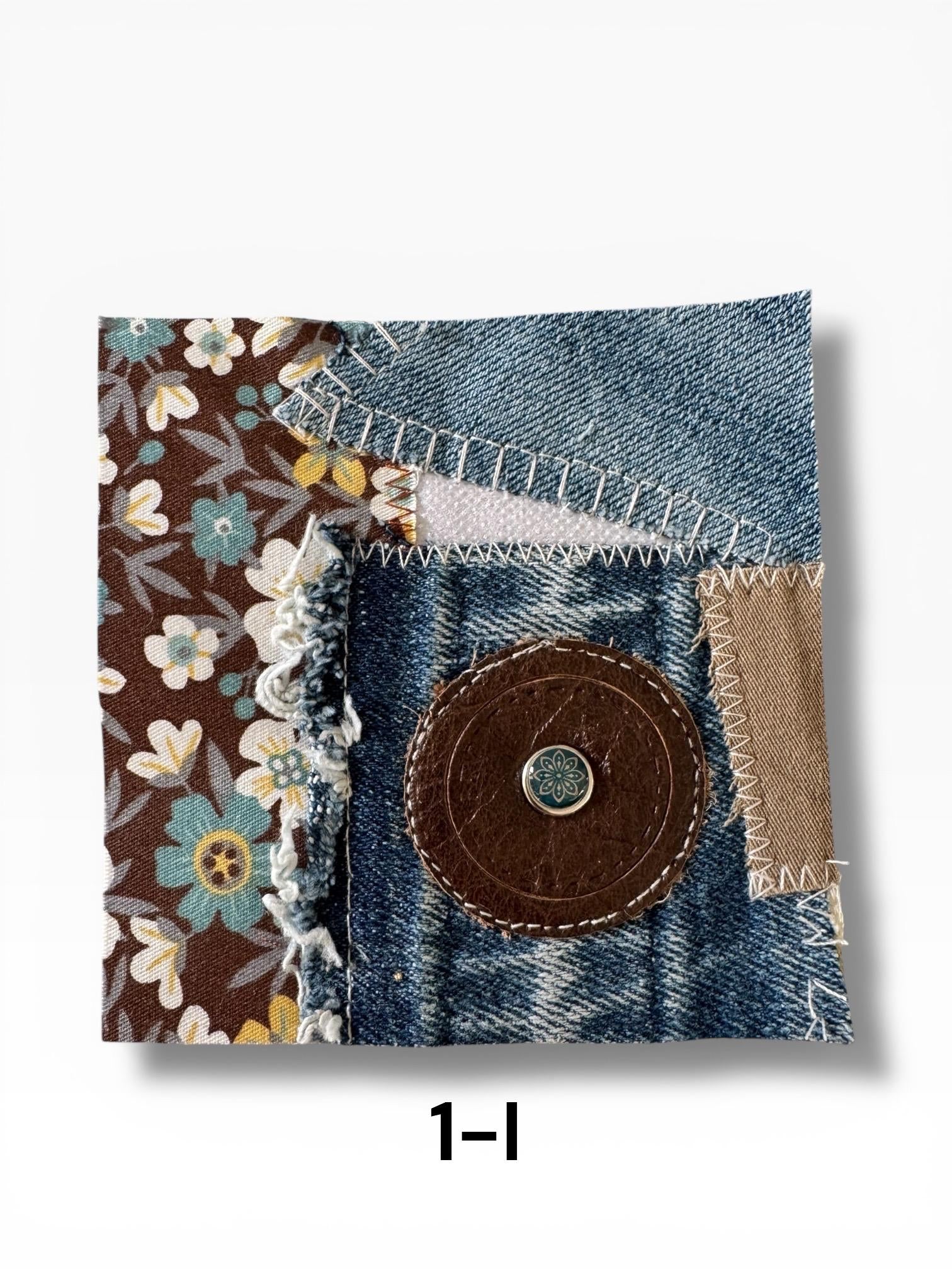 Upcycled Denim Patchwork Sew-On Patches – Rustic Boho Fabric Appliqué Set
