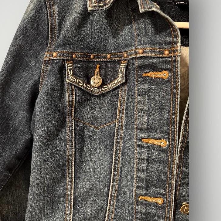 Hand Embroidered Horse Denim Jacket: Upcycled Boho Western Wear