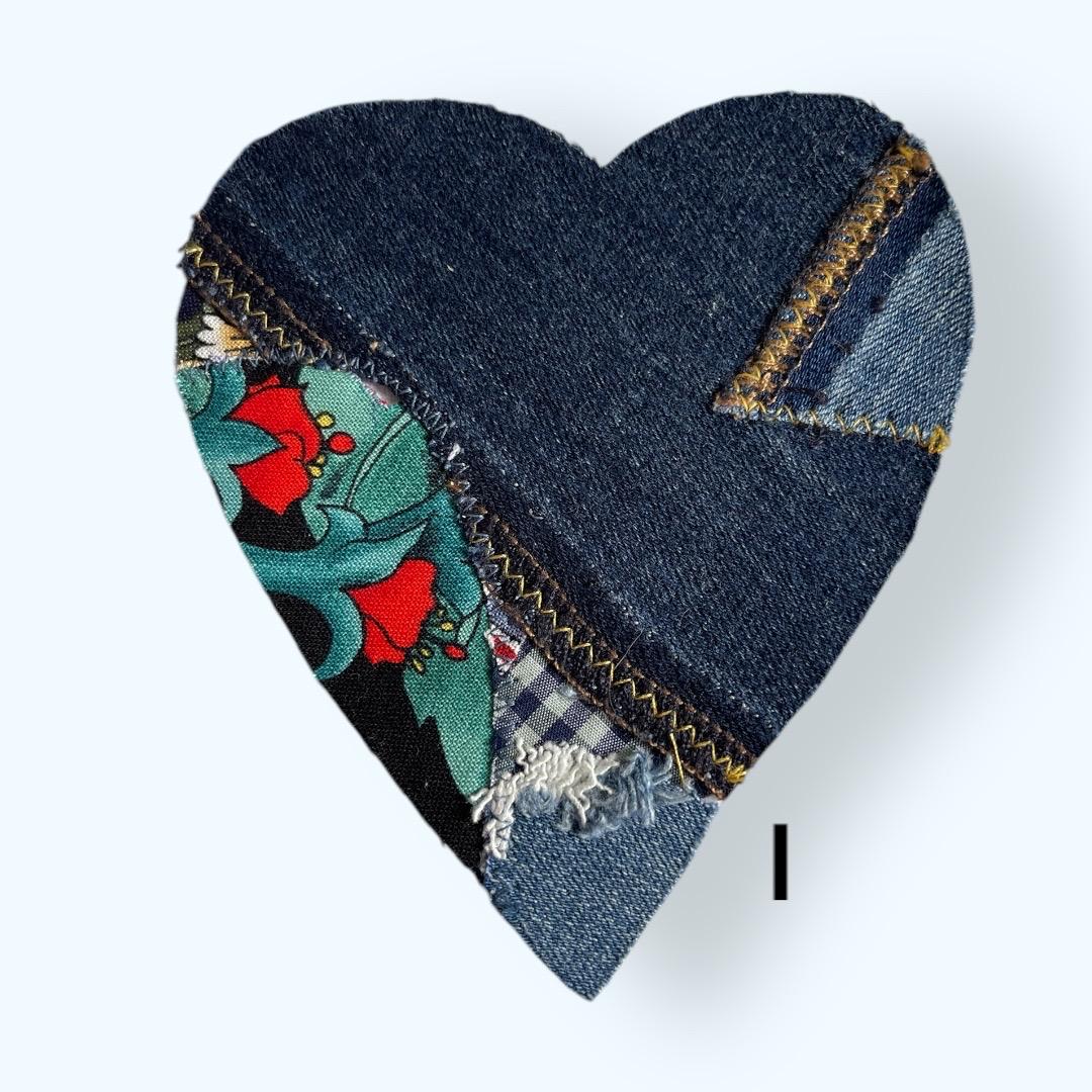 Handmade Upcycled Denim Heart Patch: Tropical Parrot Sew-On Applique