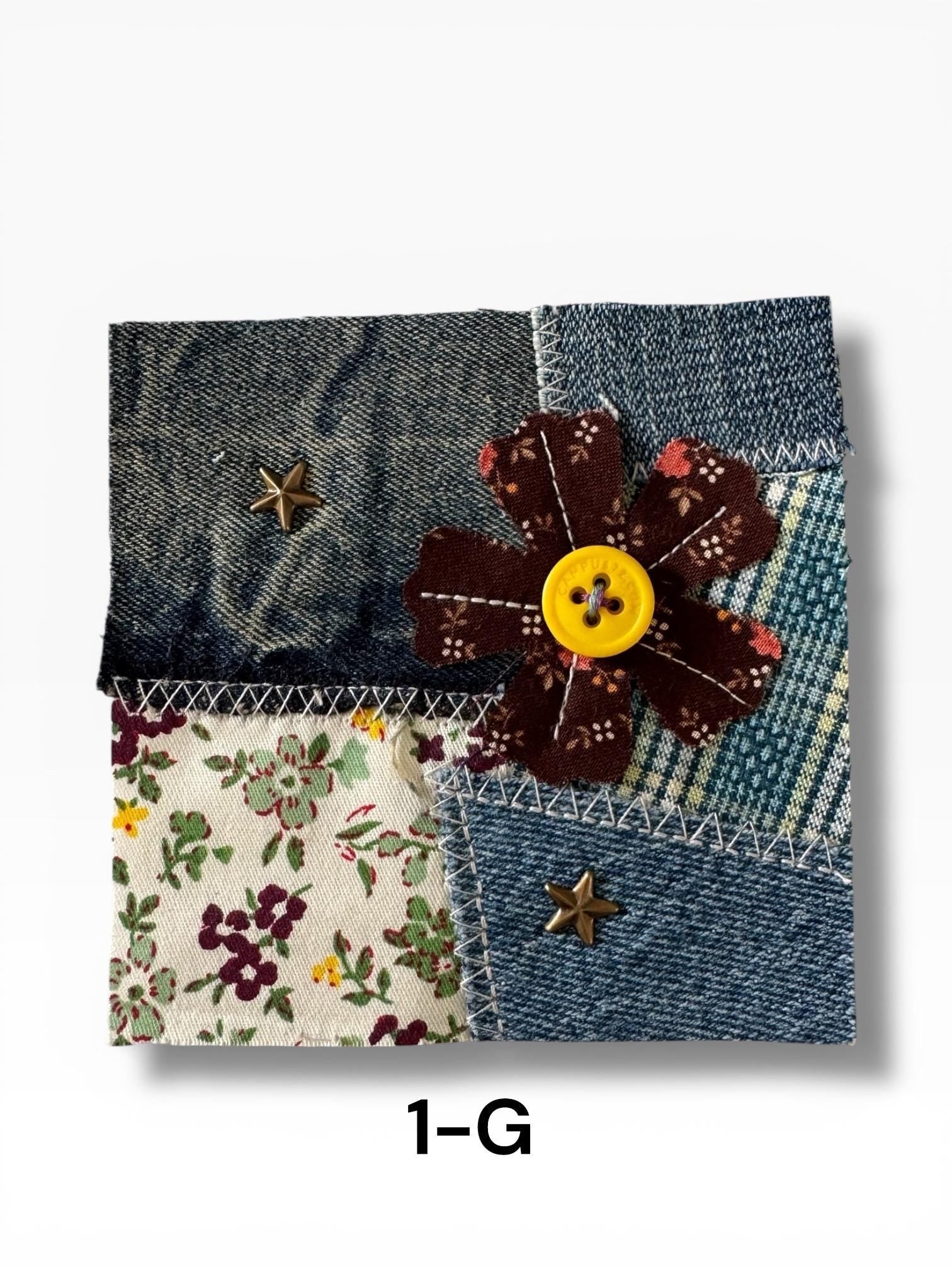 Upcycled Denim Patchwork Sew-On Patches – Rustic Boho Fabric Appliqué Set