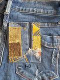 Handmade Denim Patchwork –  3.75”x4.5” Hand-Sew on – Upcycled Denim, Cotton fabric