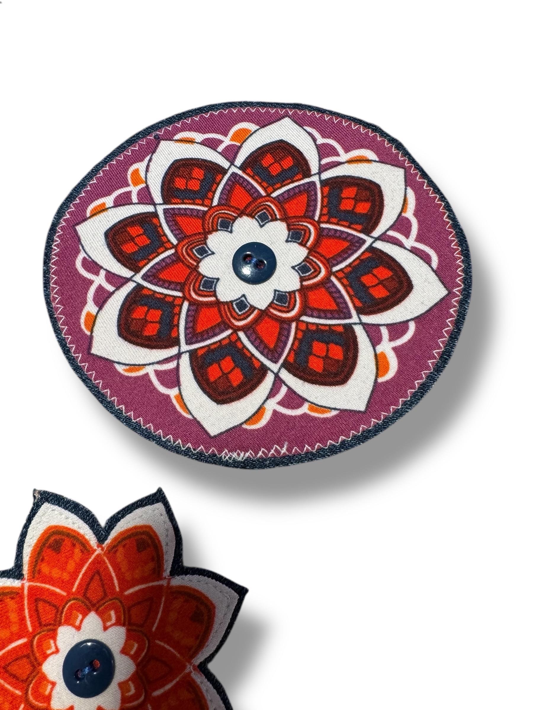 Handmade Denim Flower Patch: Upcycled Cotton Polyester Applique