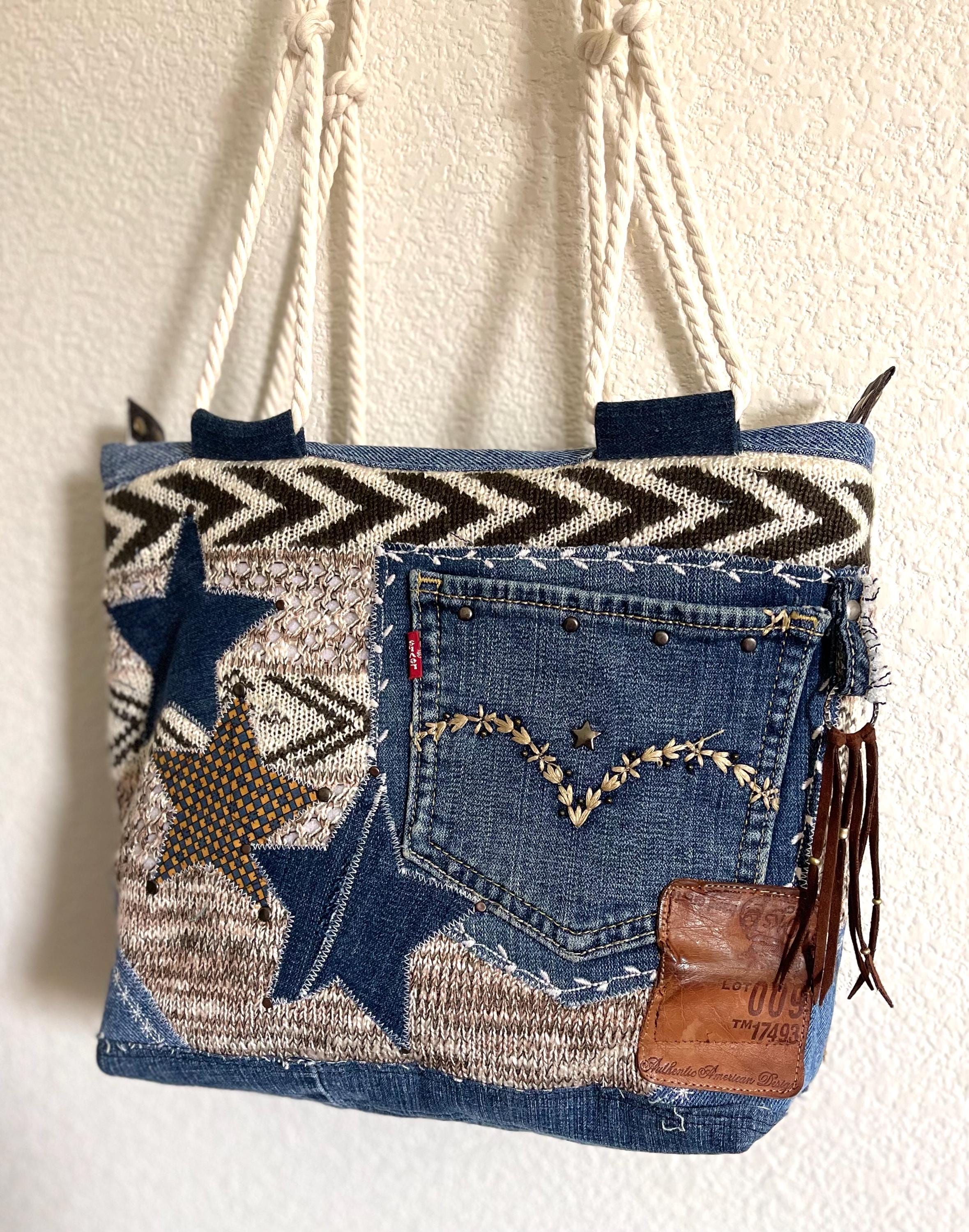 Denim & Knit Sweater-Upcycled Bag | Eco-Friendly, Handmade, One-of-a-Kind