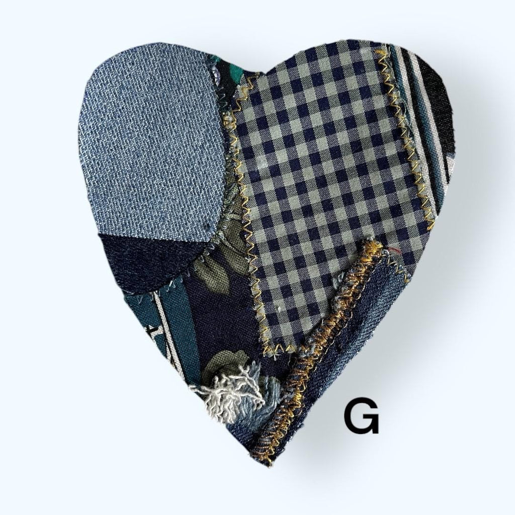 Handmade Denim Heart Patch: Upcycled Surf Floral Sew-On Applique