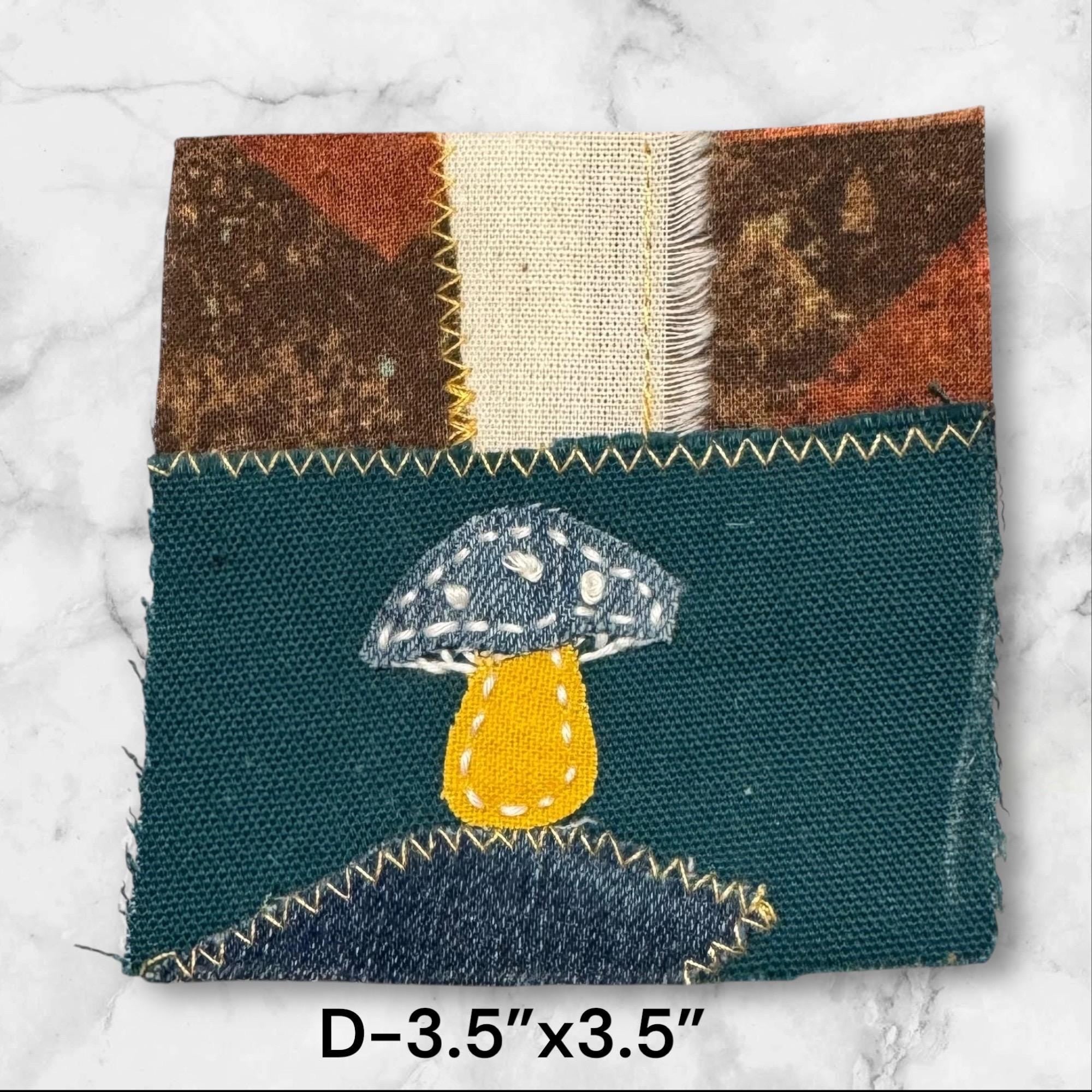 Handmade Denim Patchwork – 4” & 3.5” Hand-Sew on – Upcycled Denim, Cotton fabric