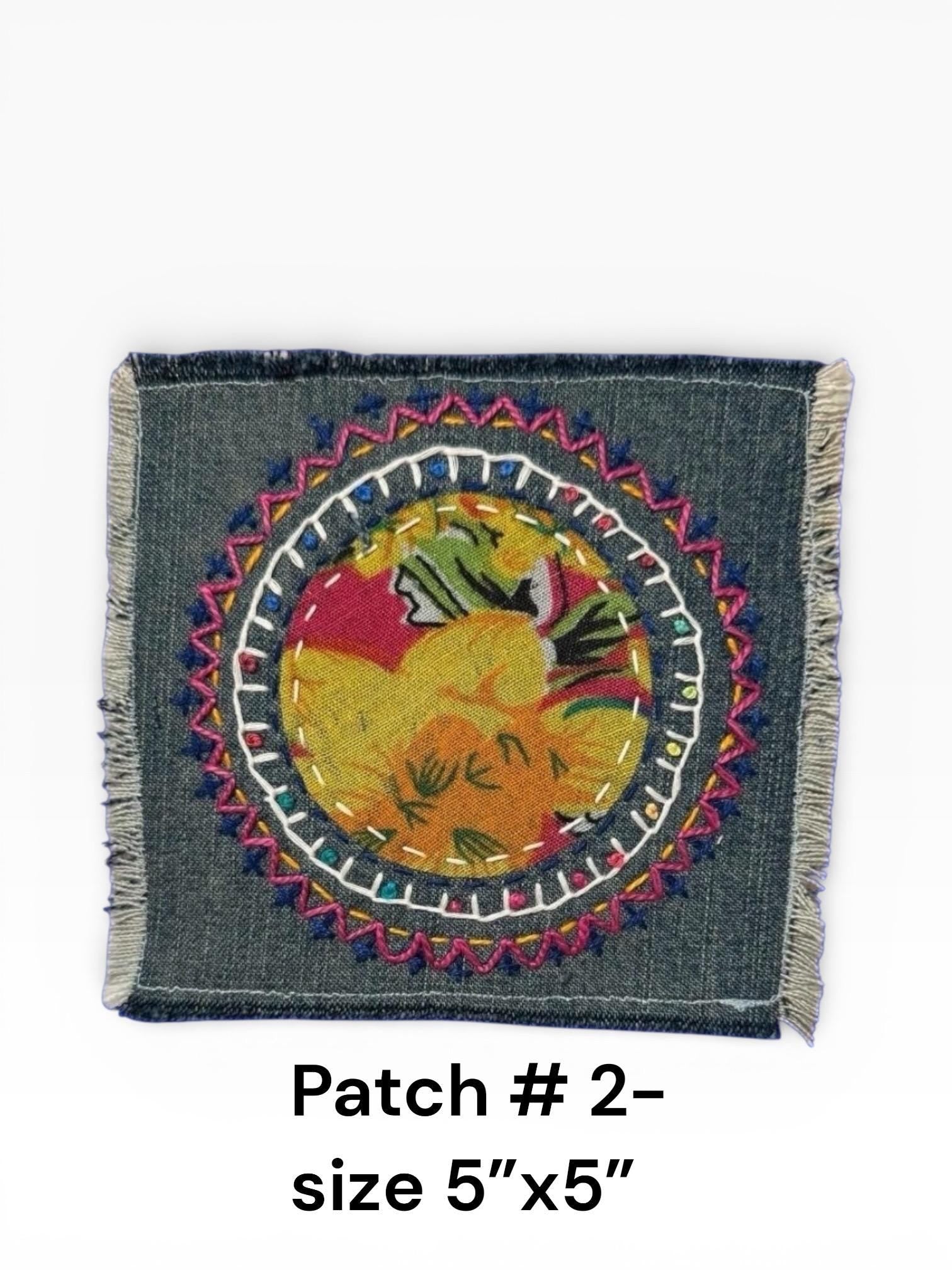Sashiko Boro-Inspired Handmade Denim Patches – Sew-On Embroidered Patchwork