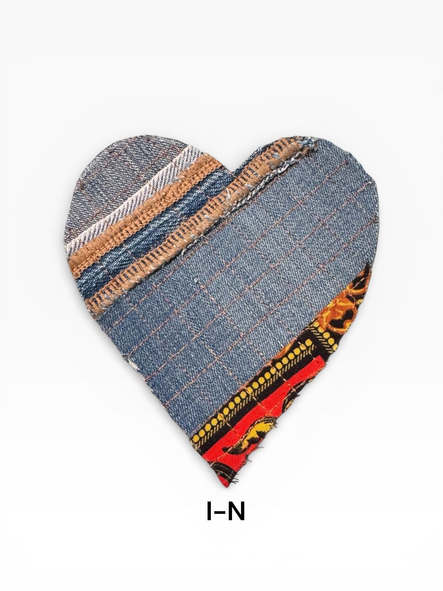 Handmade Upcycled Denim Heart Patches: Sew-On DIY Craft Applique