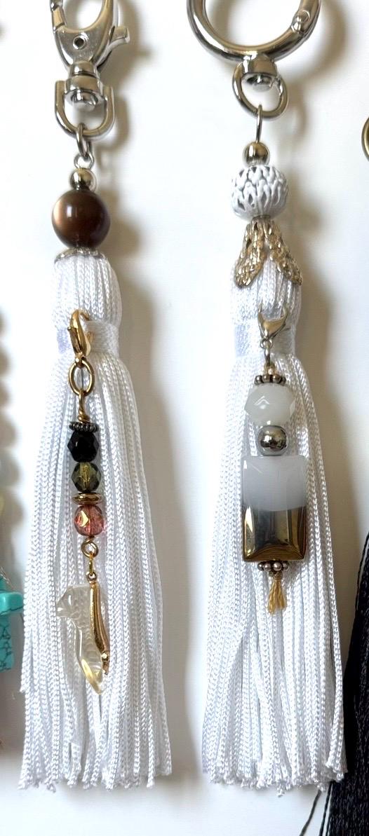 Boho Tassel Bag Charm: Crystals, Semi-Precious Stones & Metal Charms