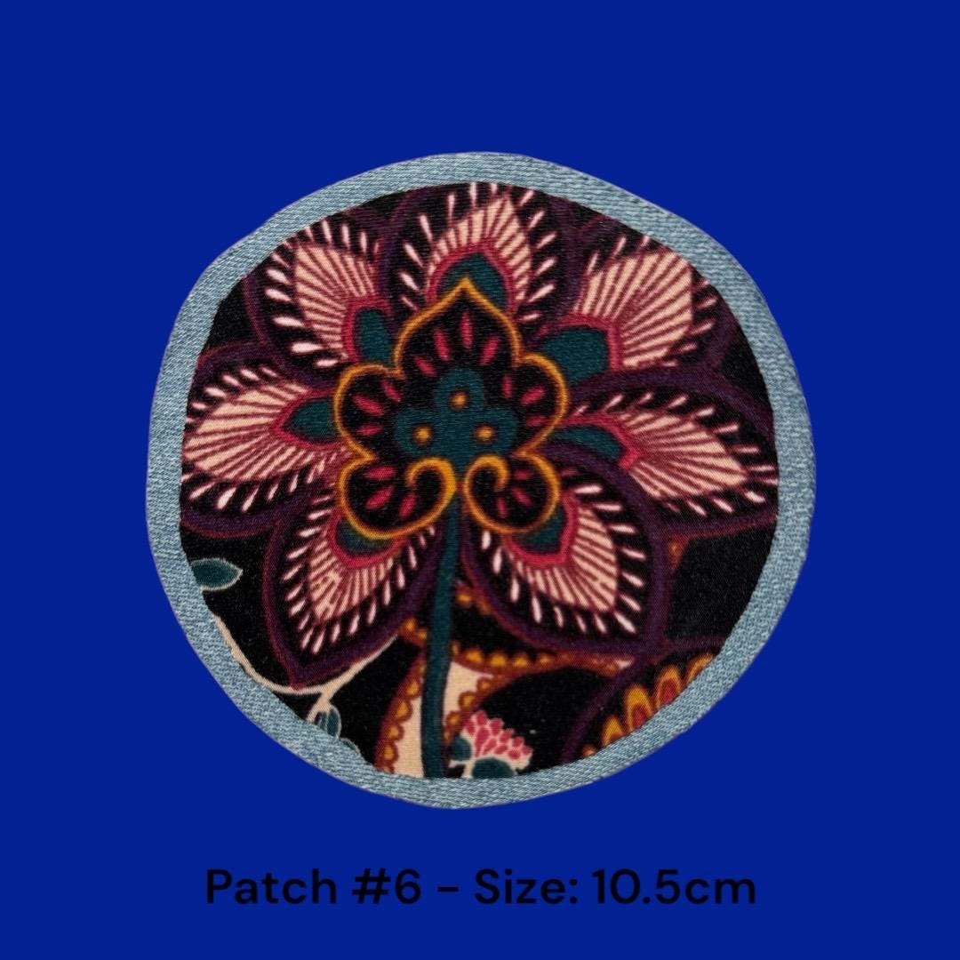 Handmade Denim Sew-On Patch: Upcycled Floral Design