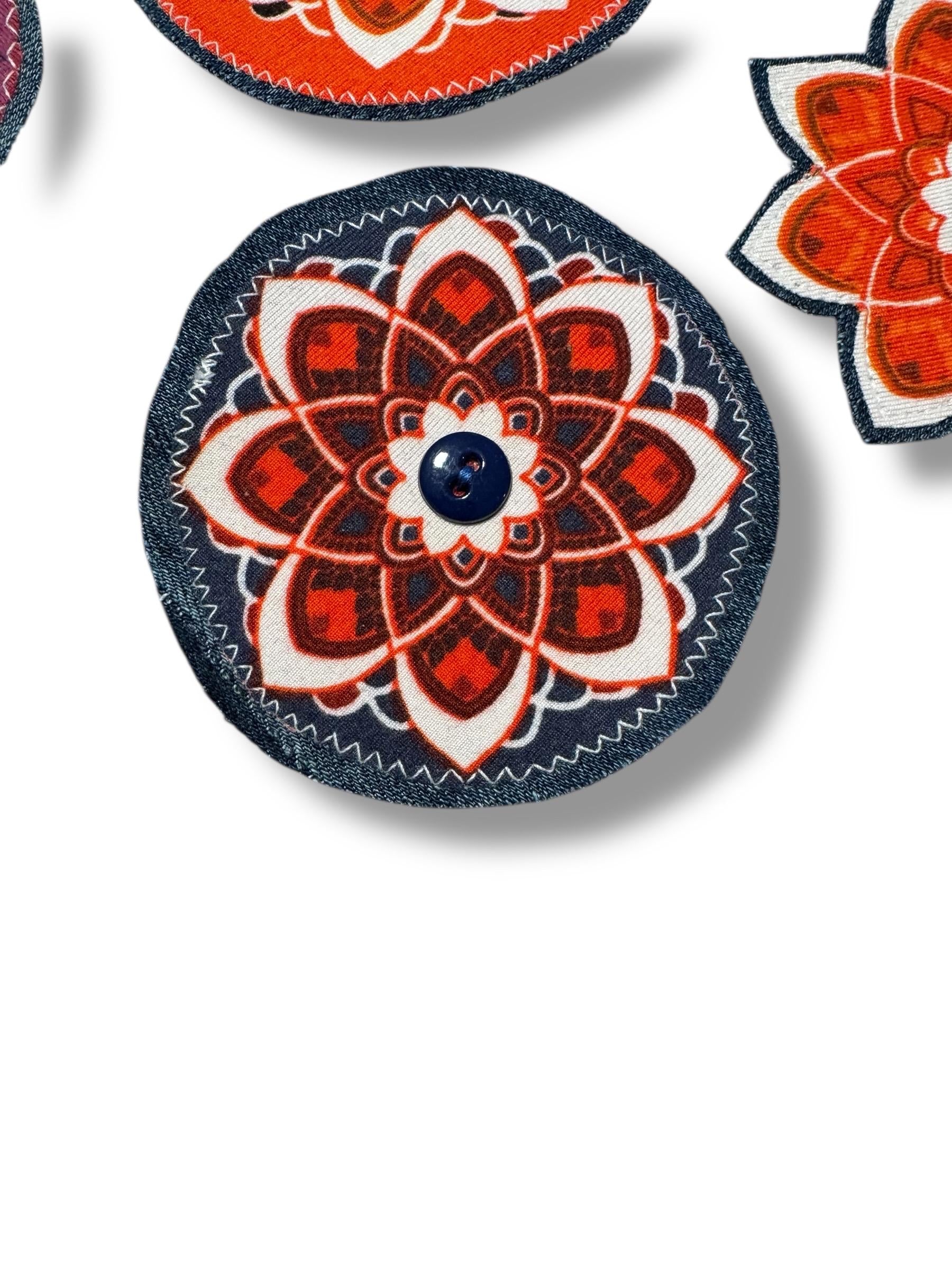 Handmade Denim Flower Patch: Upcycled Cotton Polyester Applique