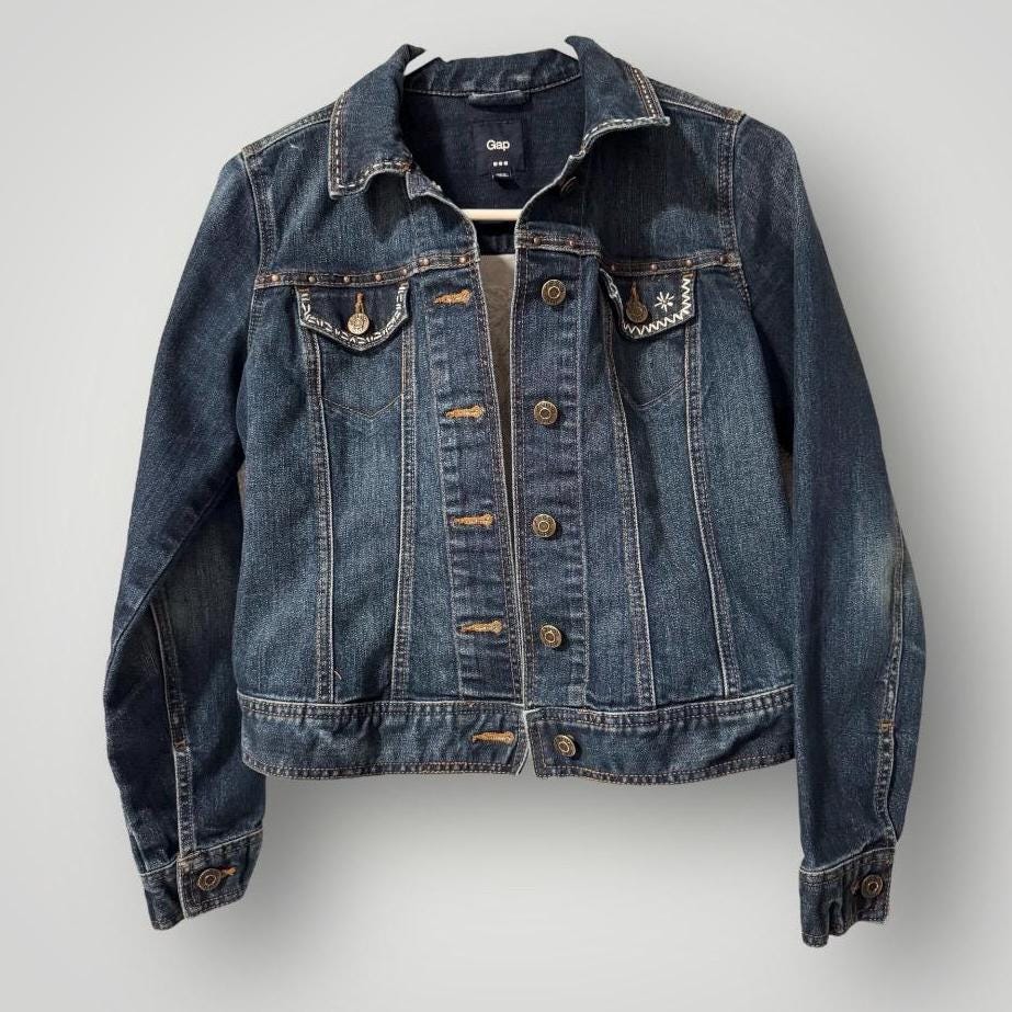Hand Embroidered Horse Denim Jacket: Upcycled Boho Western Wear