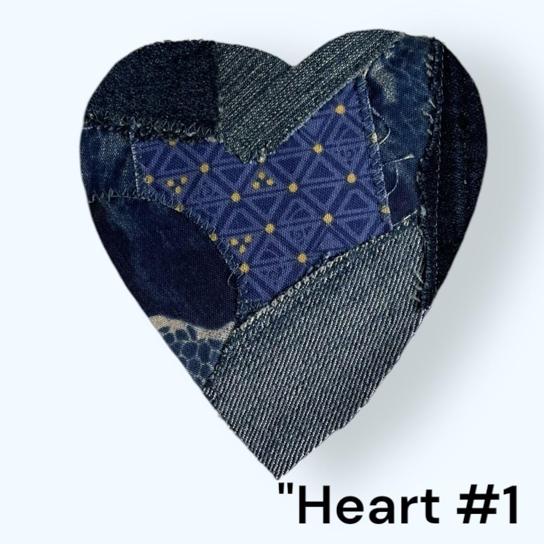 Handmade Upcycled Denim Heart Patch: Sew-On DIY Craft