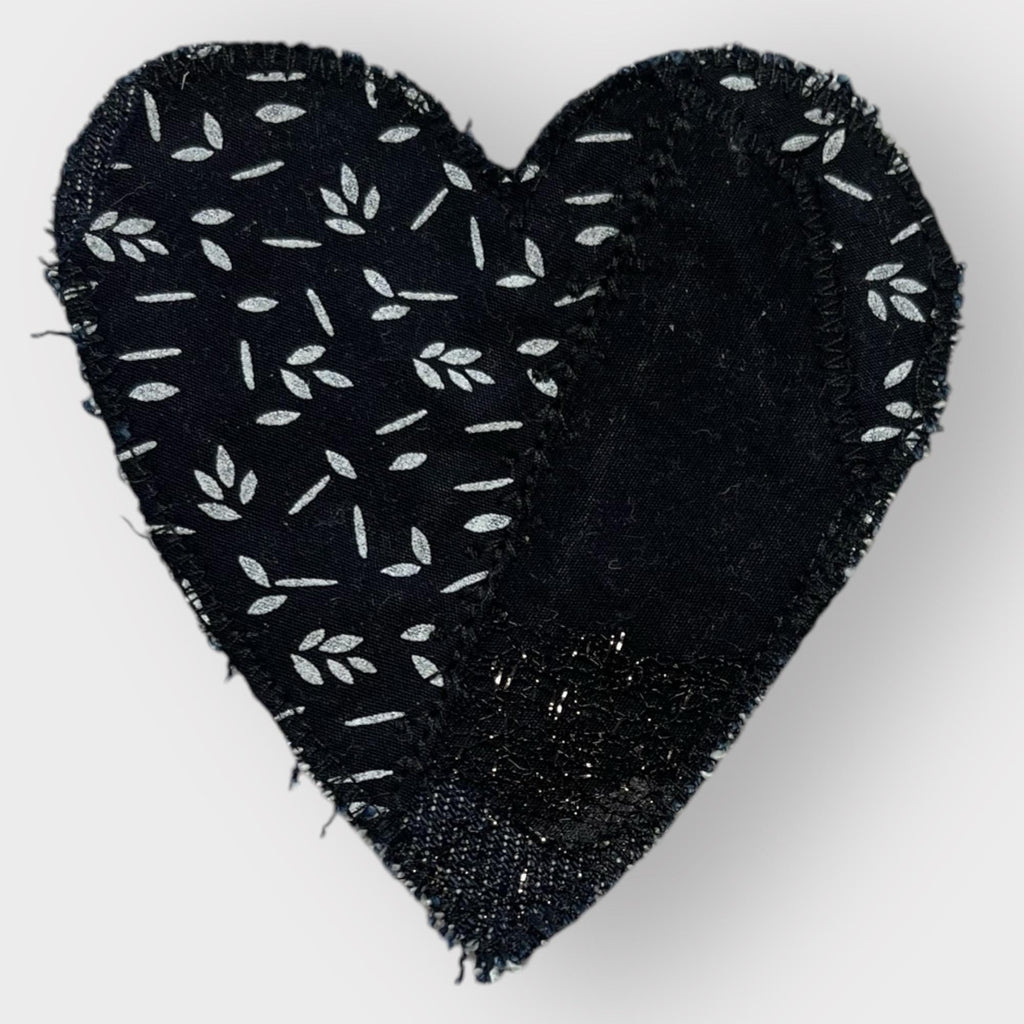 Handmade Upcycled Denim Heart Patches: Rustic Fabric Appliqués