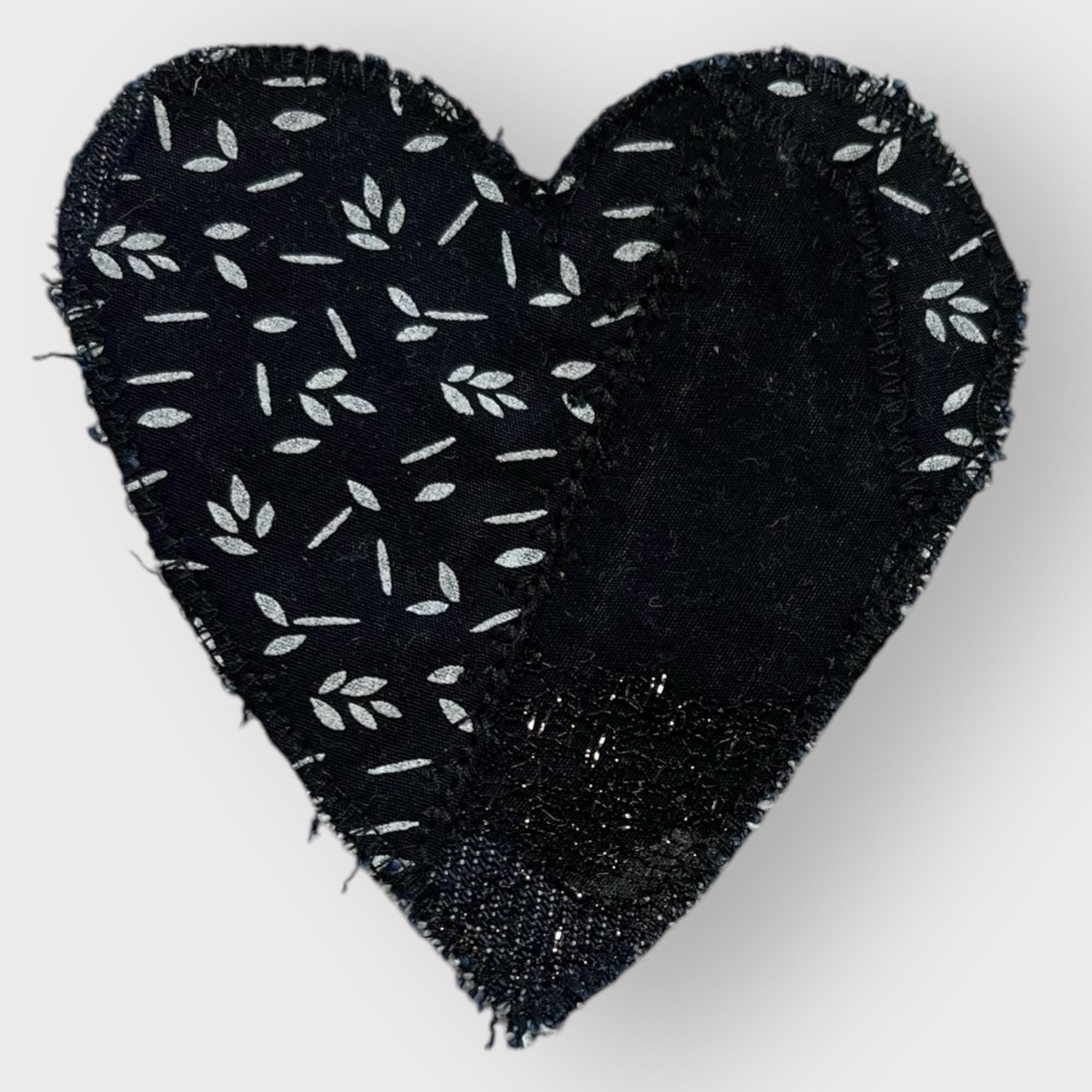 Handmade Upcycled Denim Heart Patches: Rustic Fabric Appliqués