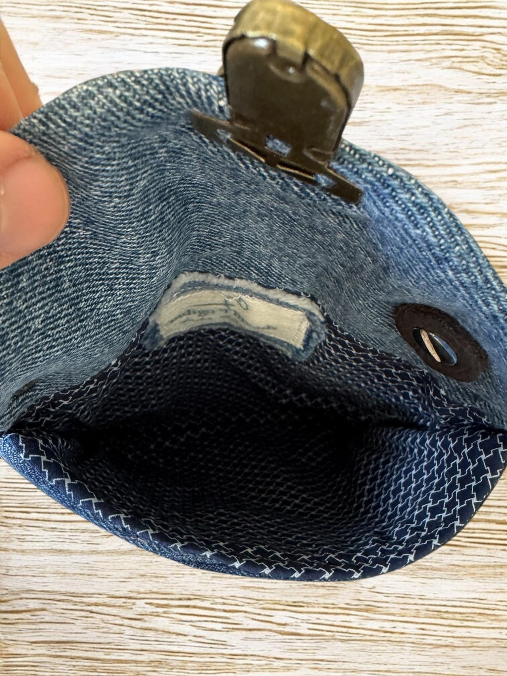 Upcycled Denim Crossbody Bag – Patchwork Design with Beaded Trim