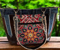 One-of-a-Kind Upcycled Denim & Faux Leather Tote Bag – Boho Patchwork Design