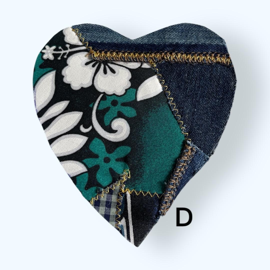 Handmade Denim Heart Patch: Upcycled Surf Floral Sew-On Applique