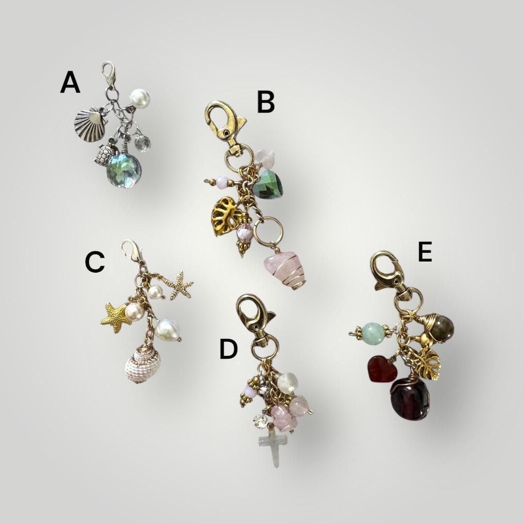 Handmade Gemstone Zipper Pull: Pearl & Stone Bag Charm