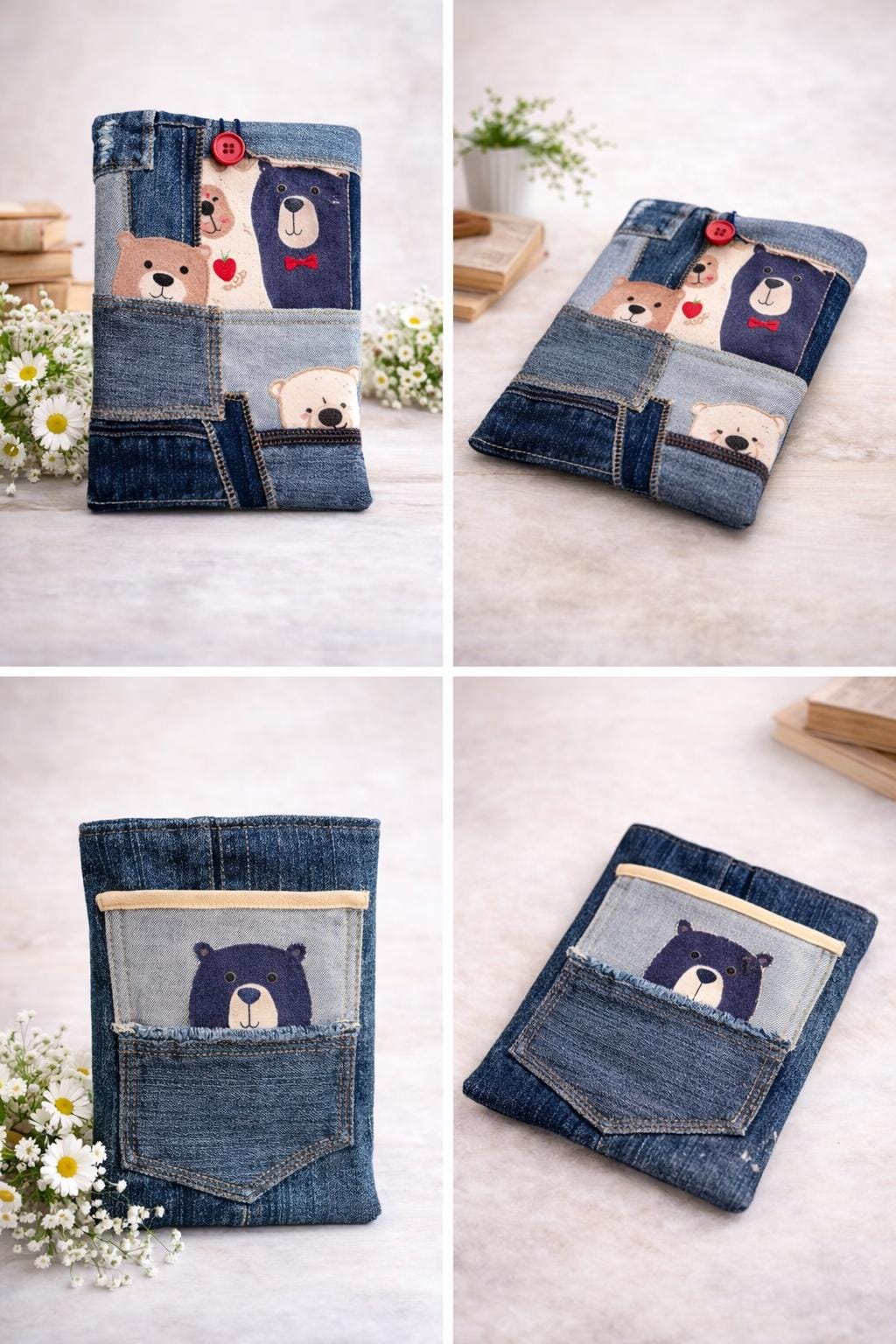 Extra Small Patchwork Denim Bags | 6” x 8” | One of a Kind Handmade Upcycled Bags | Indigo Threads