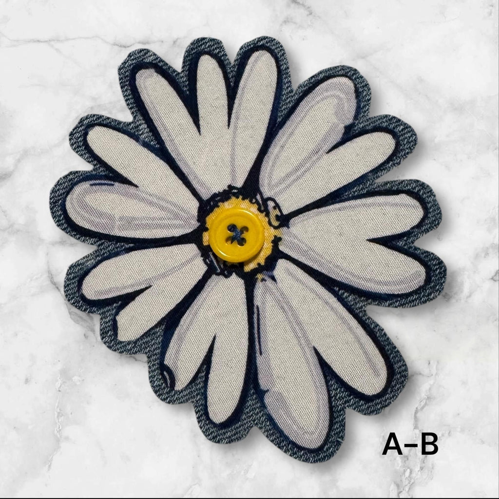 Handmade Fabric Flower Patches – Sew-On Denim & Cotton Appliqué