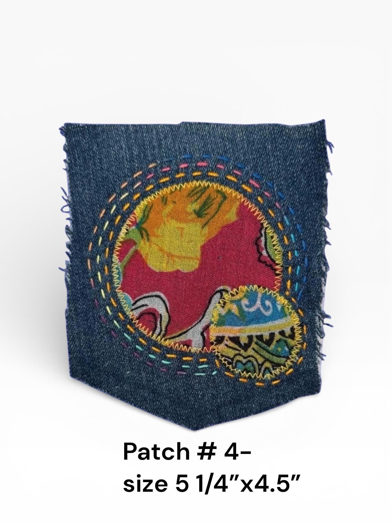 Sashiko Boro-Inspired Handmade Denim Patches – Sew-On Embroidered Patchwork