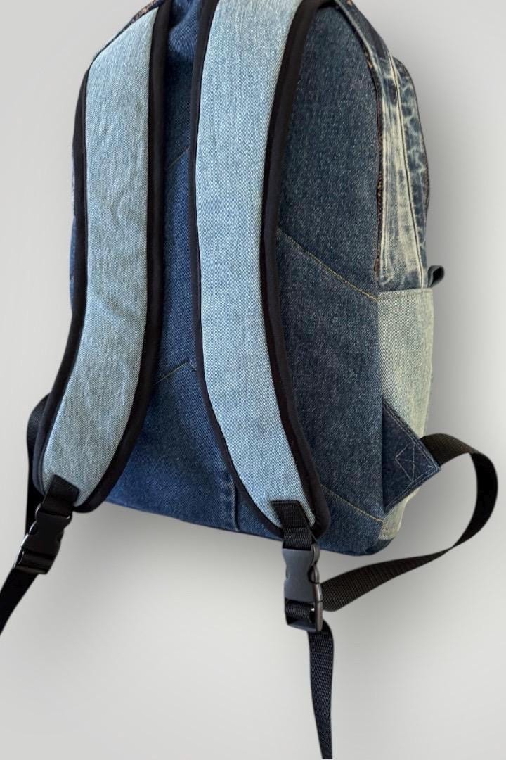 Handmade Denim Patchwork Backpack – One of a Kind