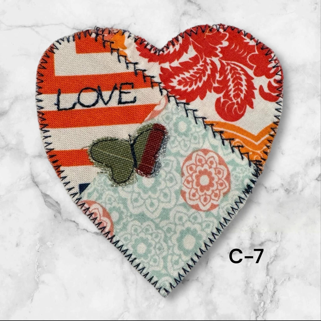 Handmade Upcycled Denim Heart Patches: Rustic DIY Crafting