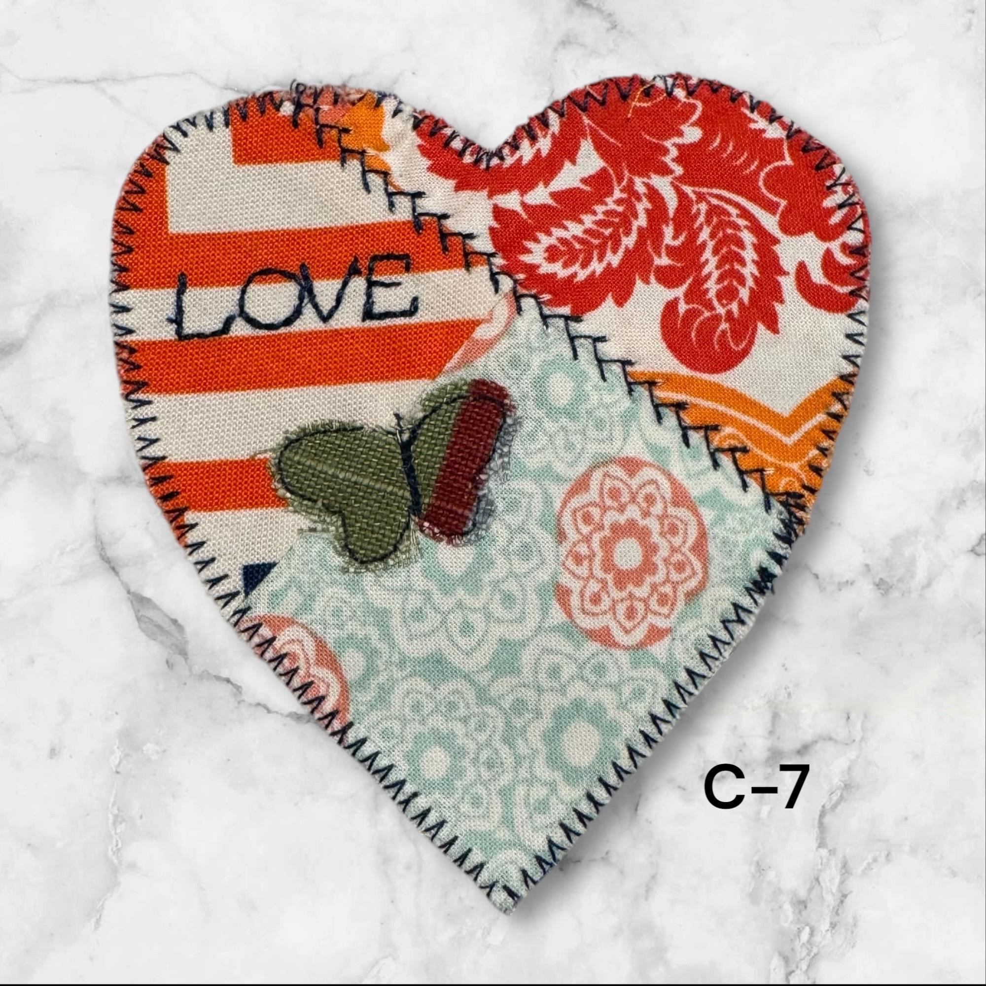 Handmade Upcycled Denim Heart Patches: Rustic DIY Crafting