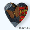 Upcycled Denim Heart Patch: Handmade Sew-On Applique with Leather Butterfly
