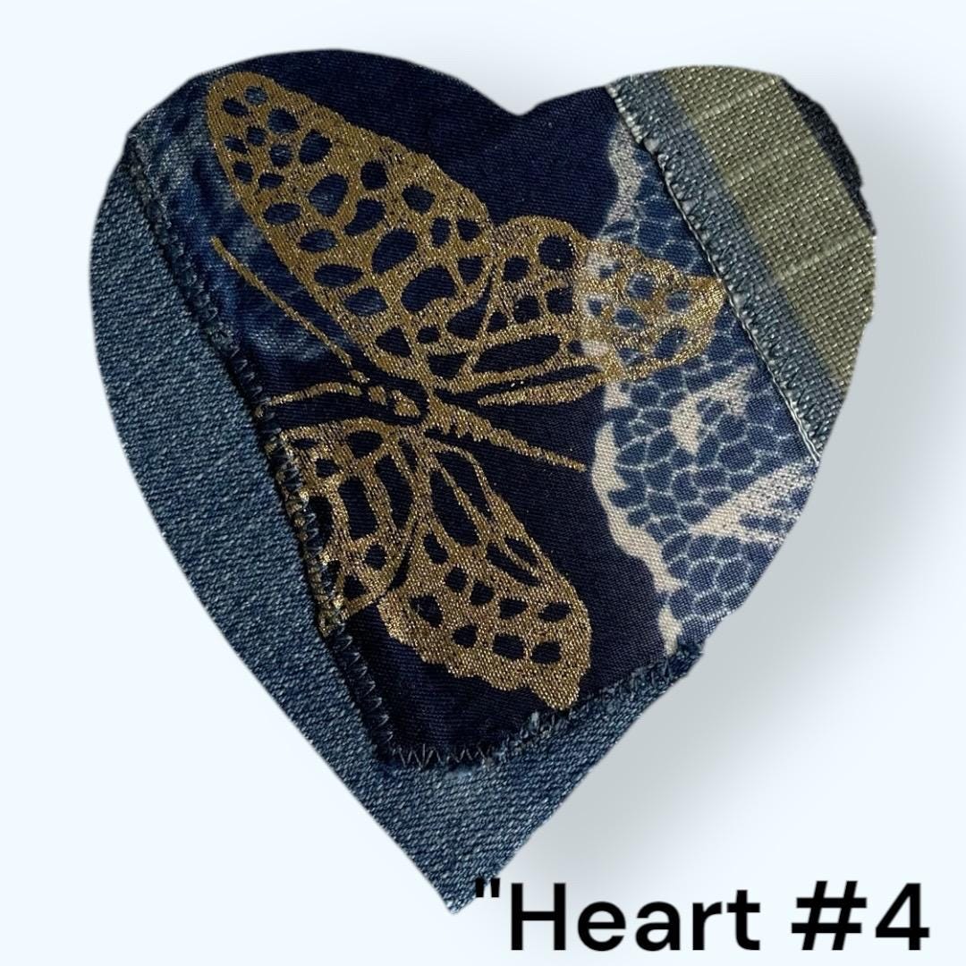 Handmade Upcycled Denim Heart Patch: Sew-On DIY Craft