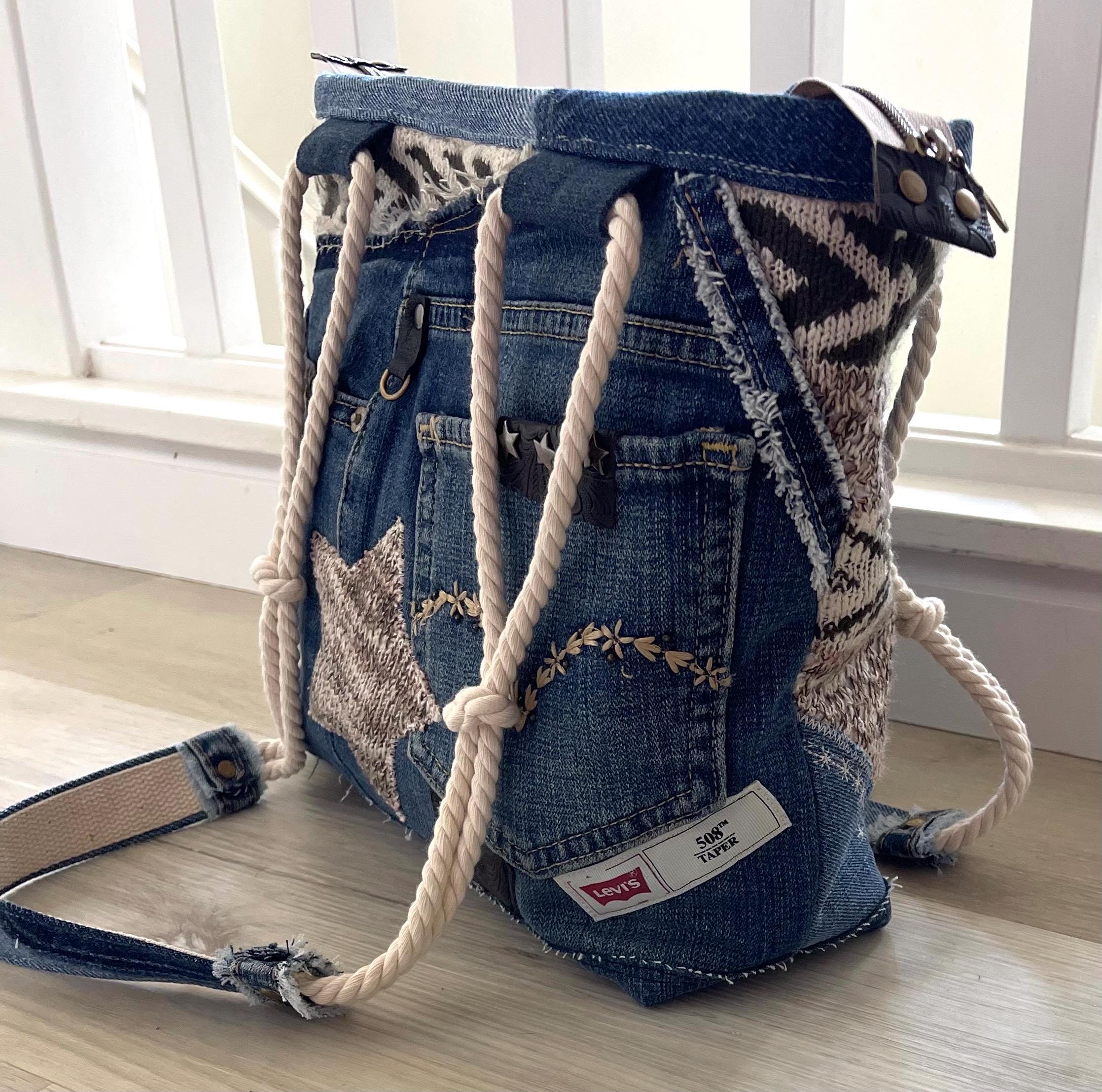 Denim & Knit Sweater-Upcycled Bag | Eco-Friendly, Handmade, One-of-a-Kind