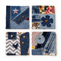 Upcycled Denim Patchwork Sew-On Patches – Rustic Boho Fabric Appliqué Set