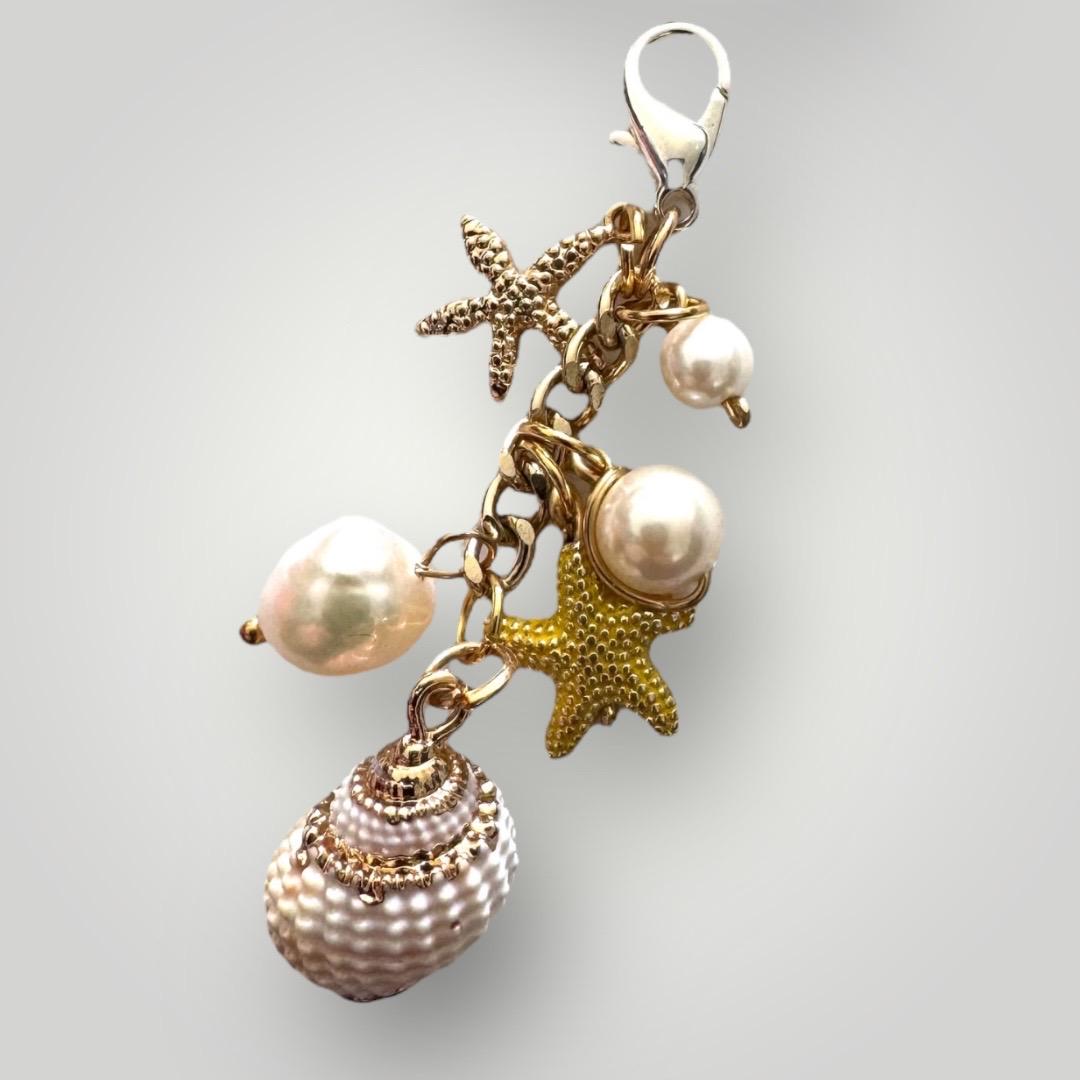 Handmade Gemstone Zipper Pull: Pearl & Stone Bag Charm