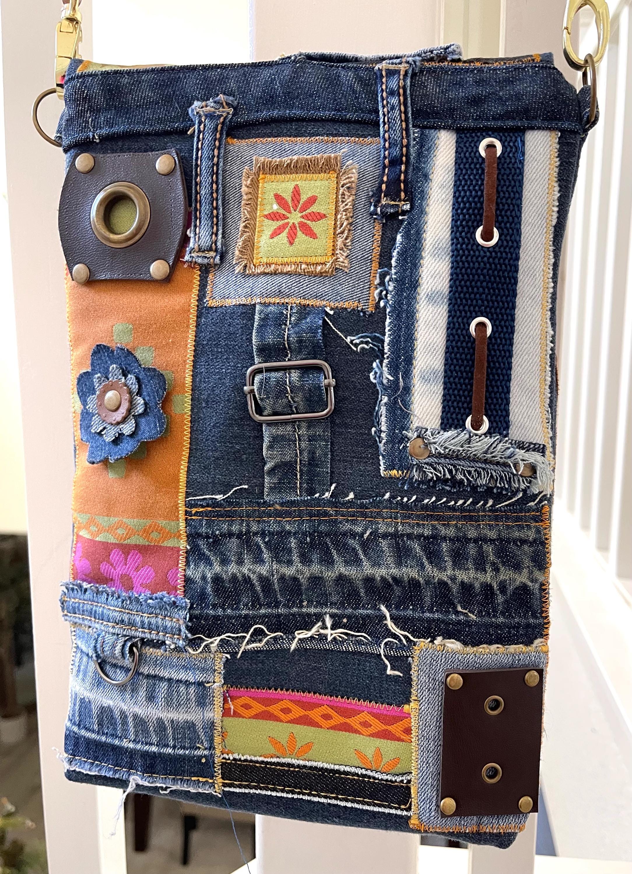 Denim Unique Upcycled Denim Crossbody Bag – Padded and Stylish
