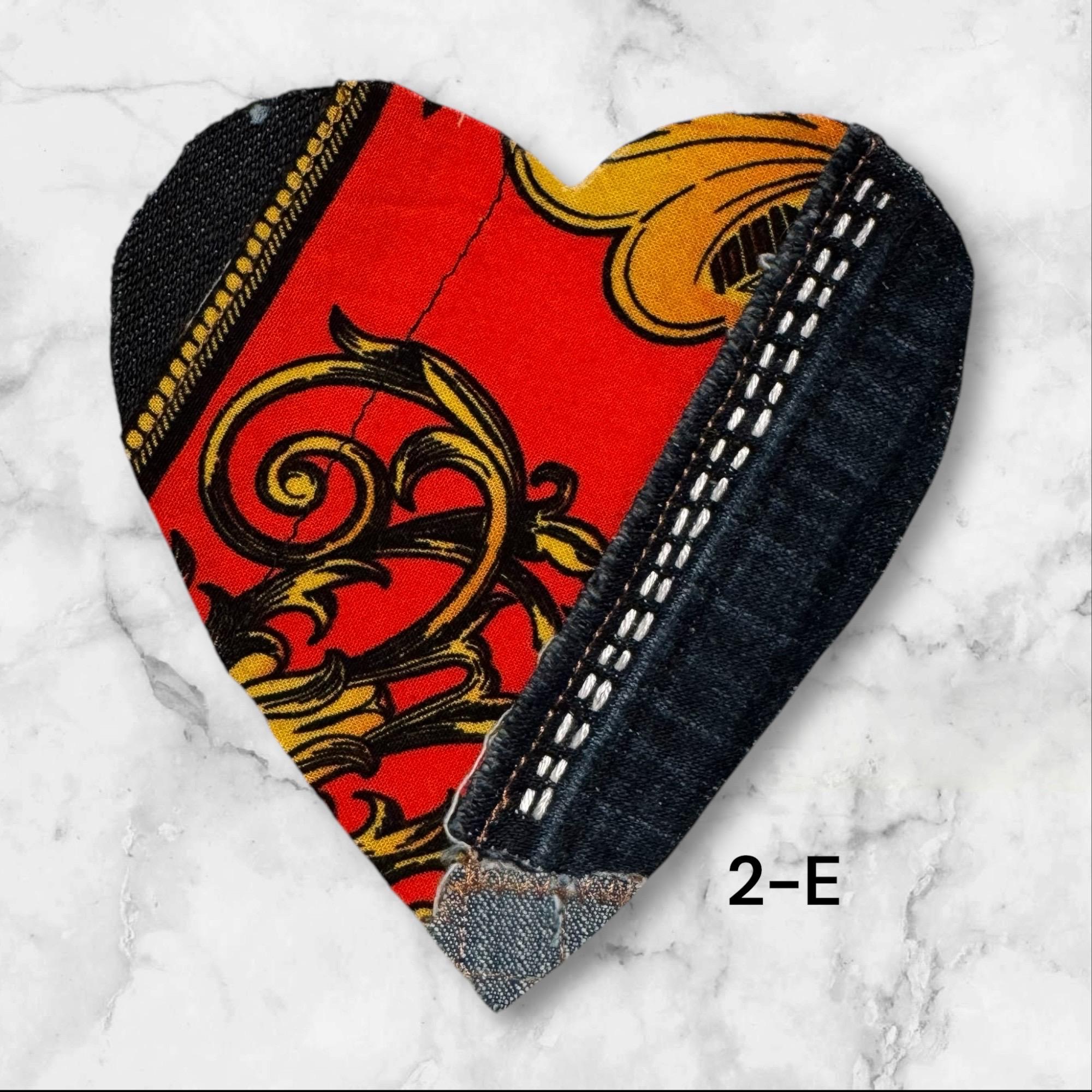 Handmade Upcycled Denim Heart Patch: Sew-On Applique with Leather & Cotton