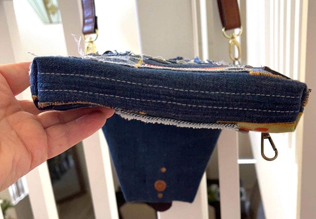 Denim Unique Upcycled Denim Crossbody Bag – Padded and Stylish