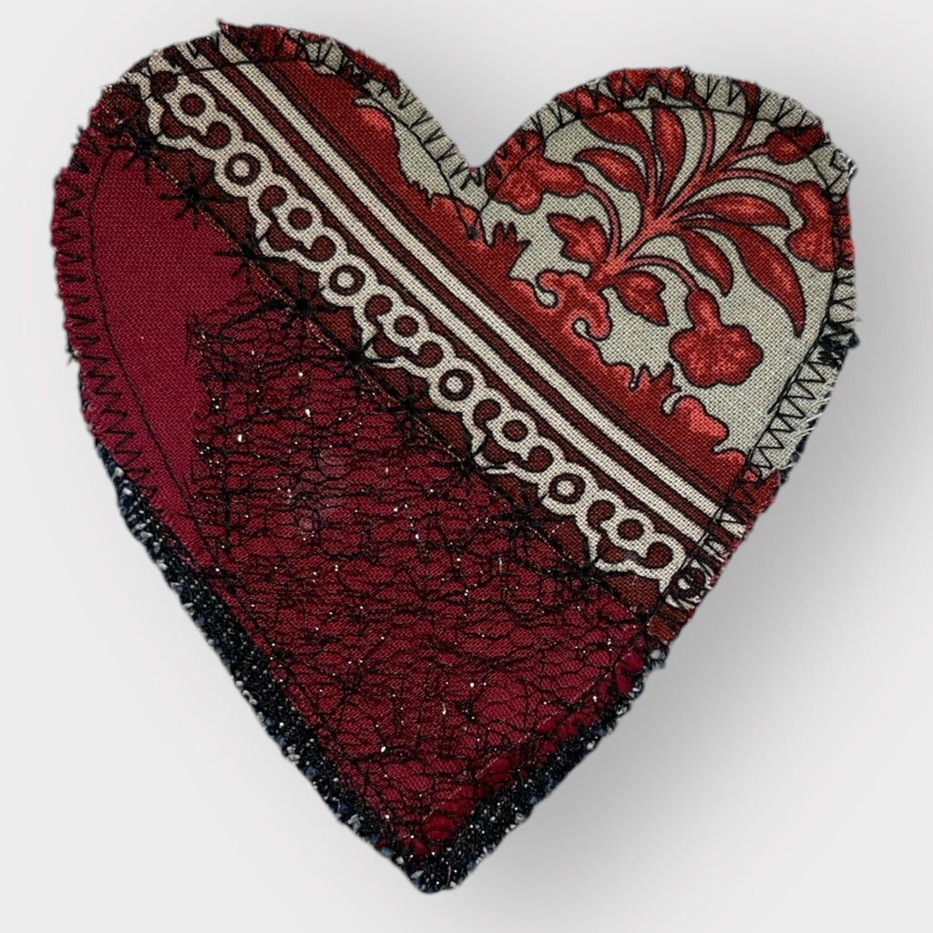 Handmade Upcycled Denim Heart Patches: Rustic Fabric Appliqués