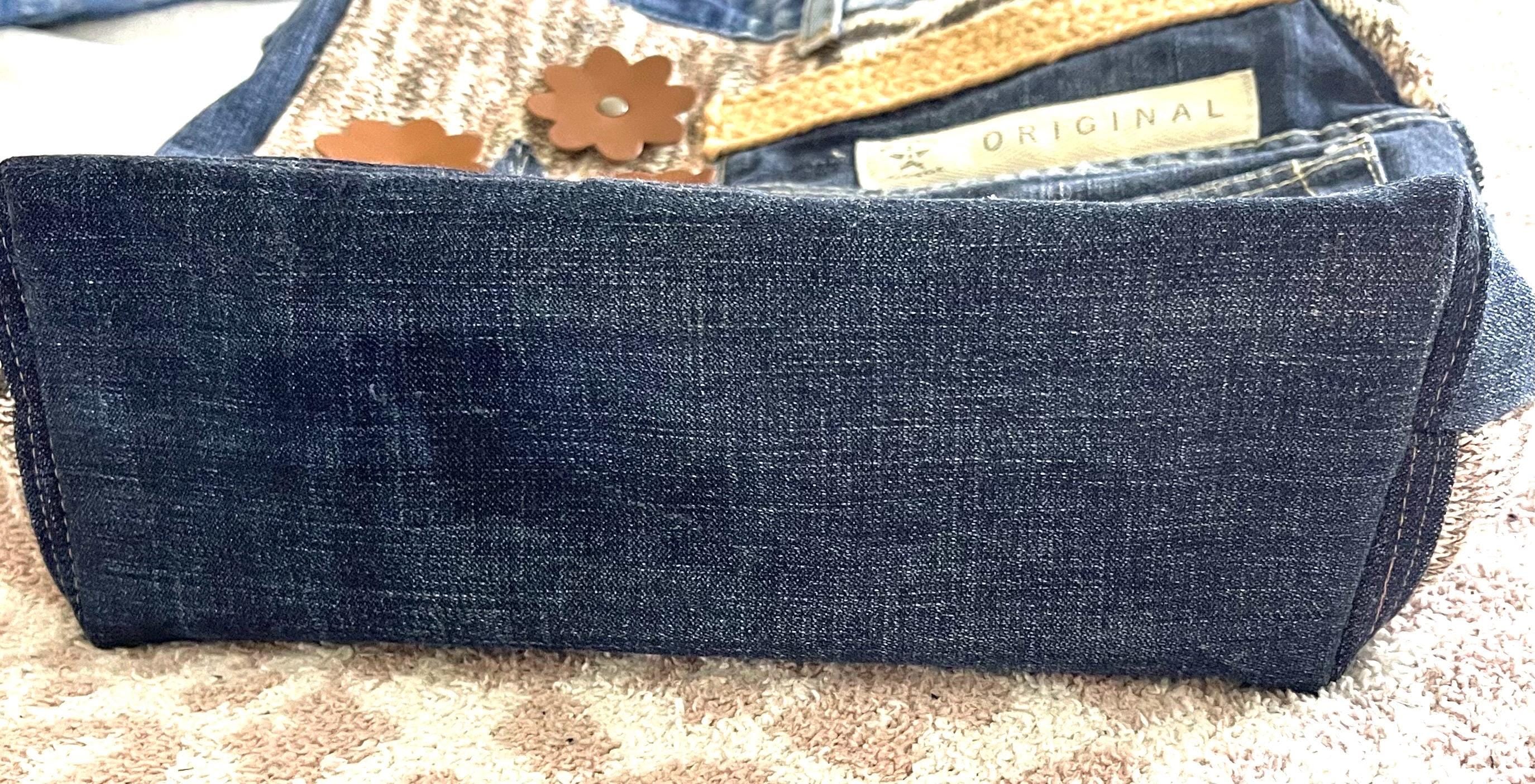 Denim & Textured Knit Upcycled Shoulder Bag | Eco-Friendly, Handmade, One-of-a-Kind Tote bag
