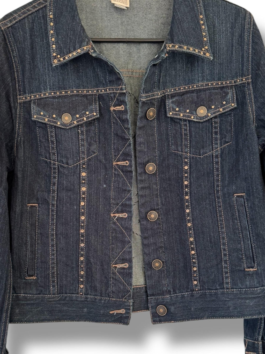 Upcycled Denim Jacket – One-of-a-Kind Wearable Art with Button & Zipper Design | Size Large