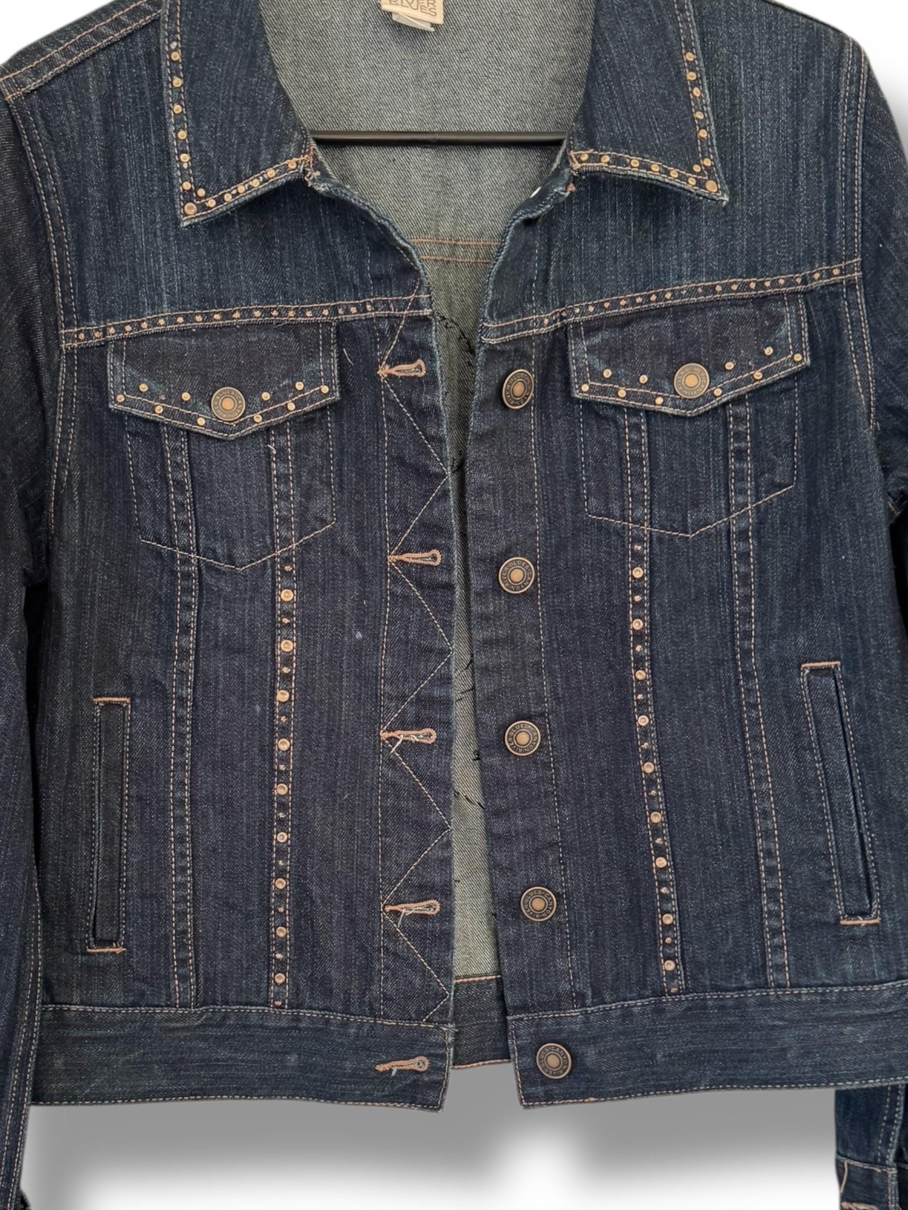 Upcycled Denim Jacket – One-of-a-Kind Wearable Art with Button & Zipper Design | Size Large