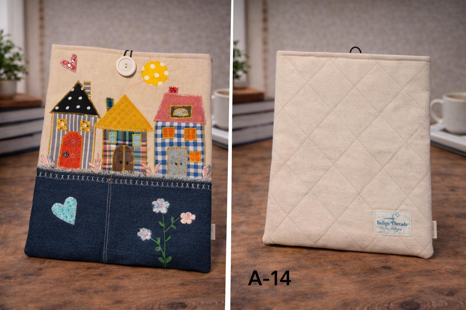 Handmade Denim Patchwork Pouch | Bible Cover, iPad, laptop Sleeve-extra large