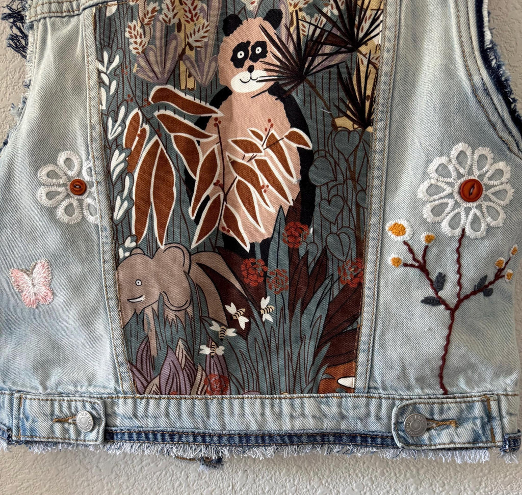 Upcycled Patchwork Denim girl’s Vest – Fits Ages 8–10 | One-of-a-Kind | Old Navy | Indigo Threads