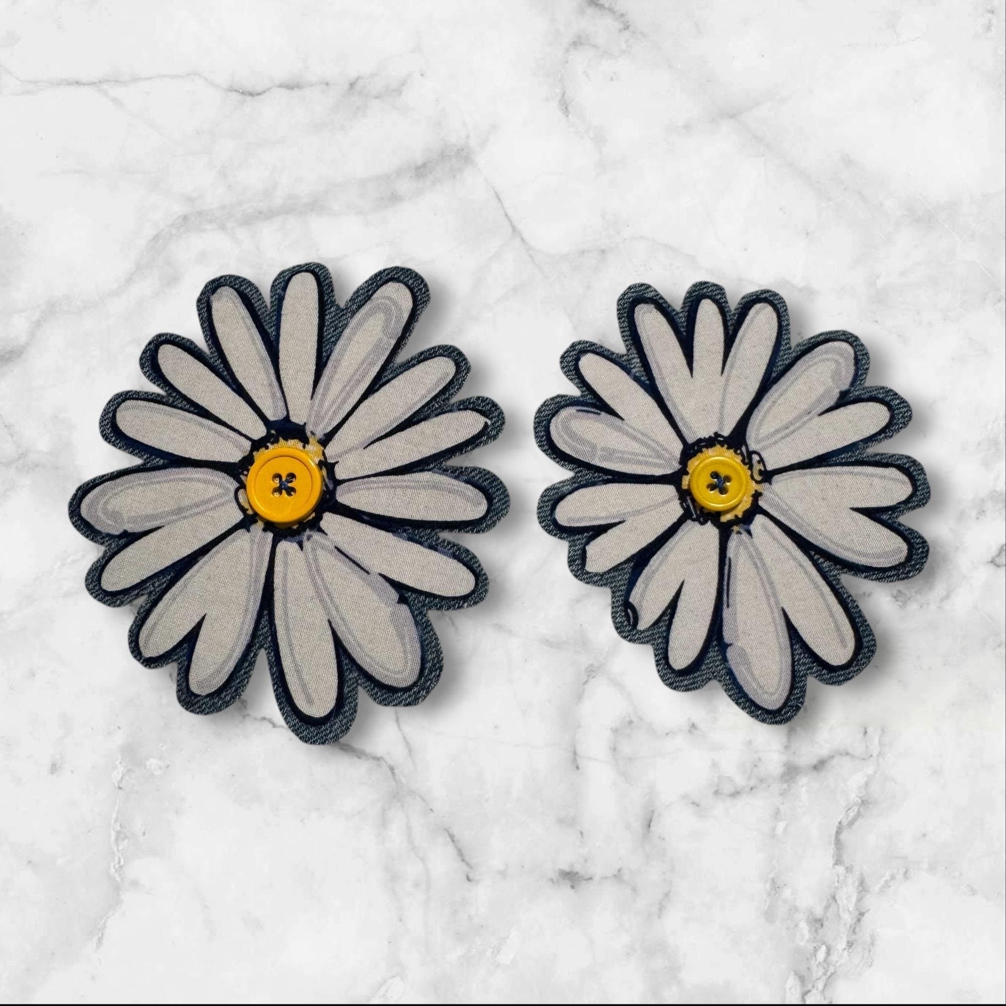 Handmade Fabric Flower Patches – Sew-On Denim & Cotton Appliqué