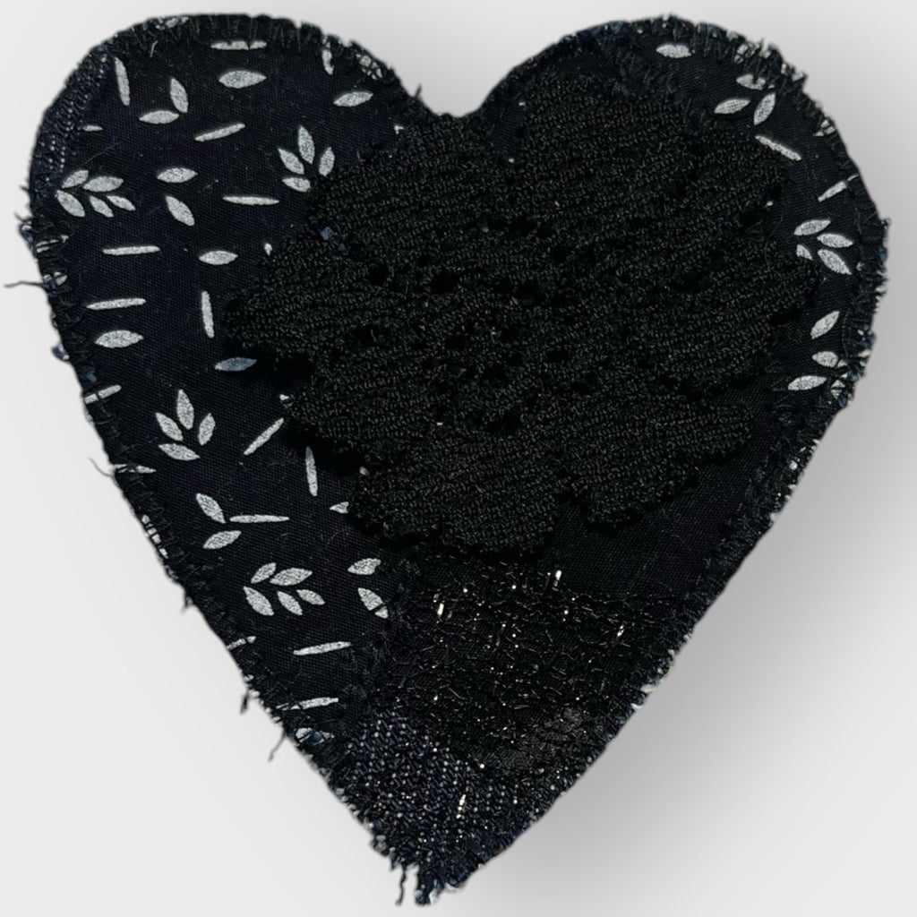 Handmade Upcycled Denim Heart Patches: Rustic Fabric Appliqués