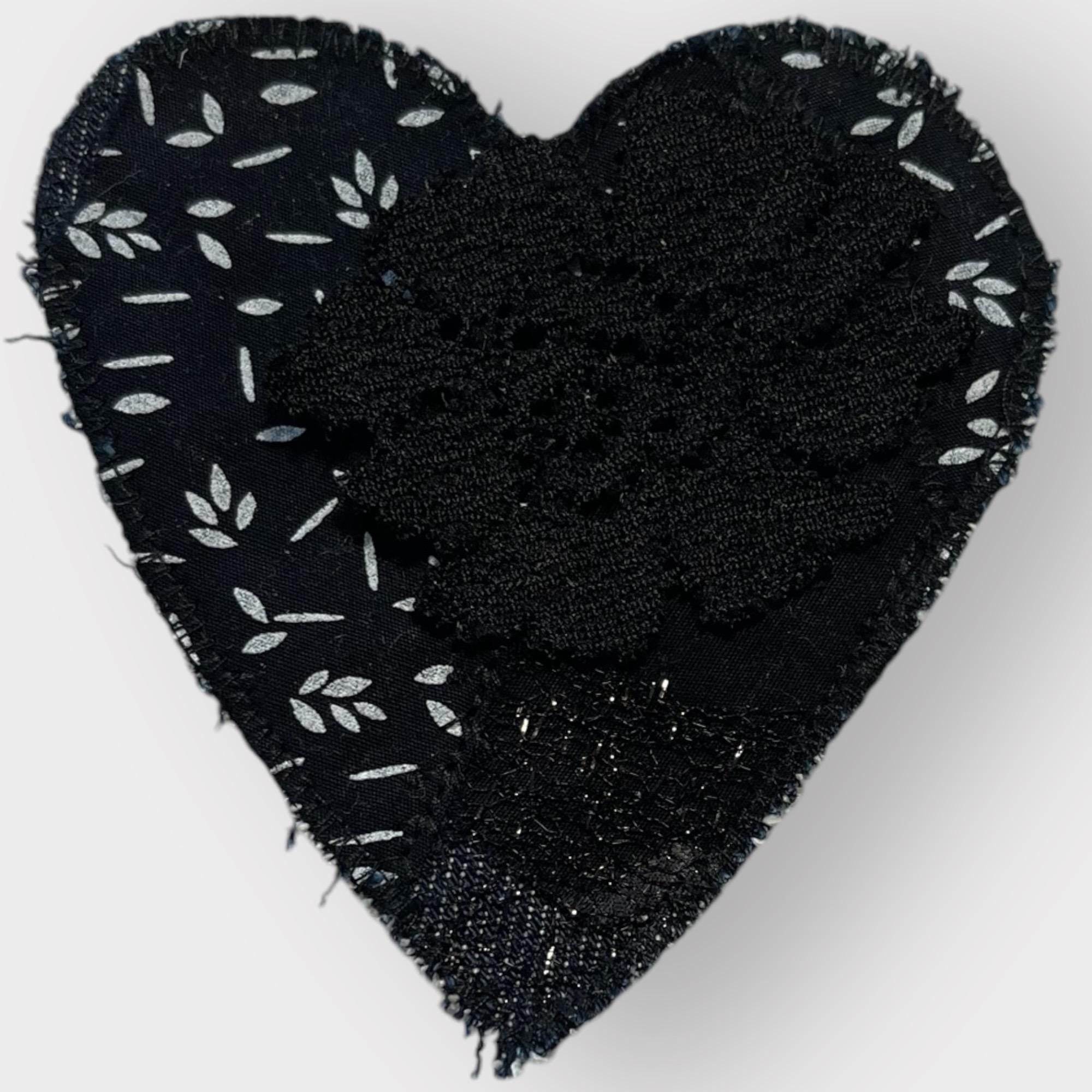 Handmade Upcycled Denim Heart Patches: Rustic Fabric Appliqués