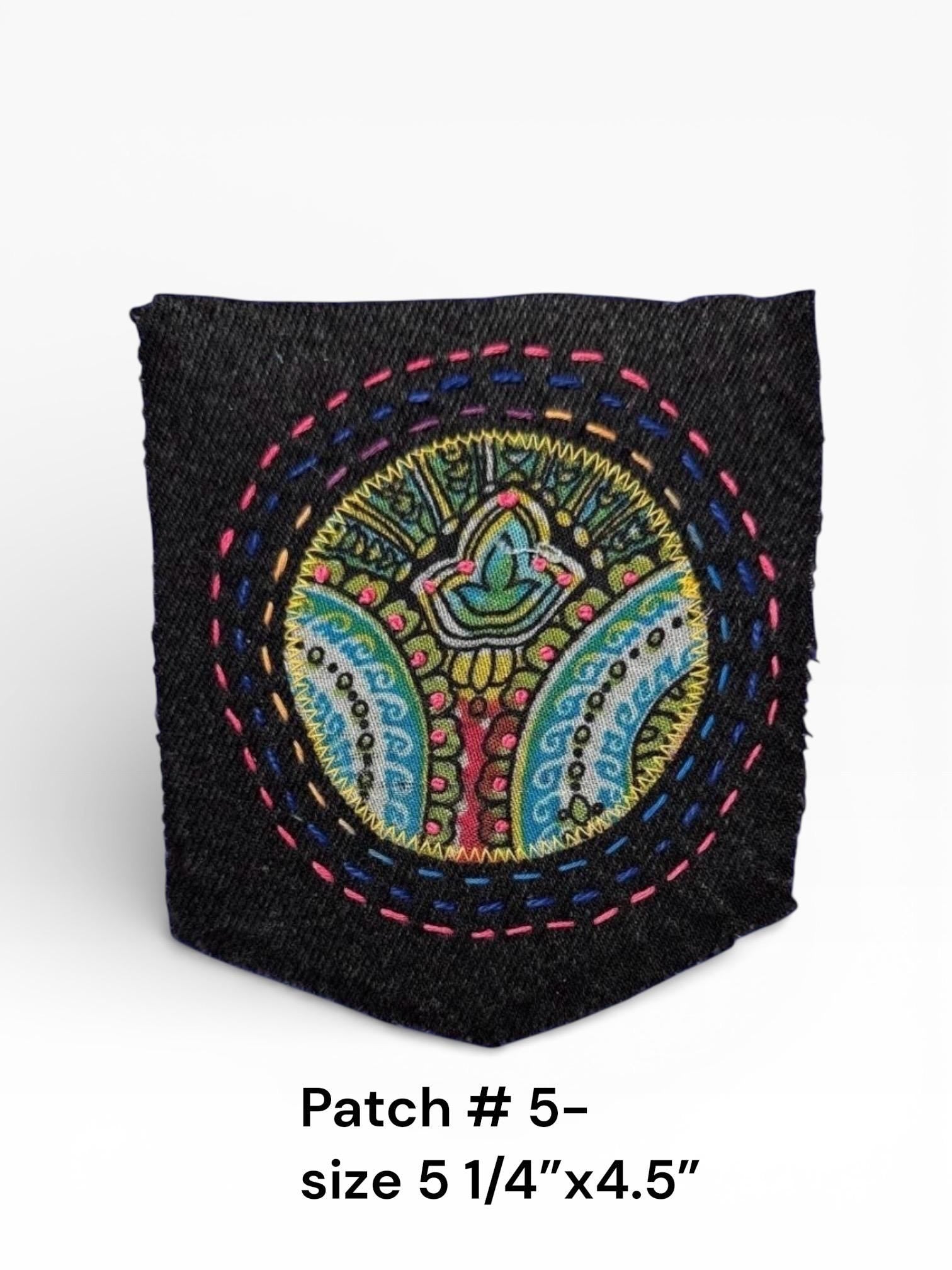 Sashiko Boro-Inspired Handmade Denim Patches – Sew-On Embroidered Patchwork