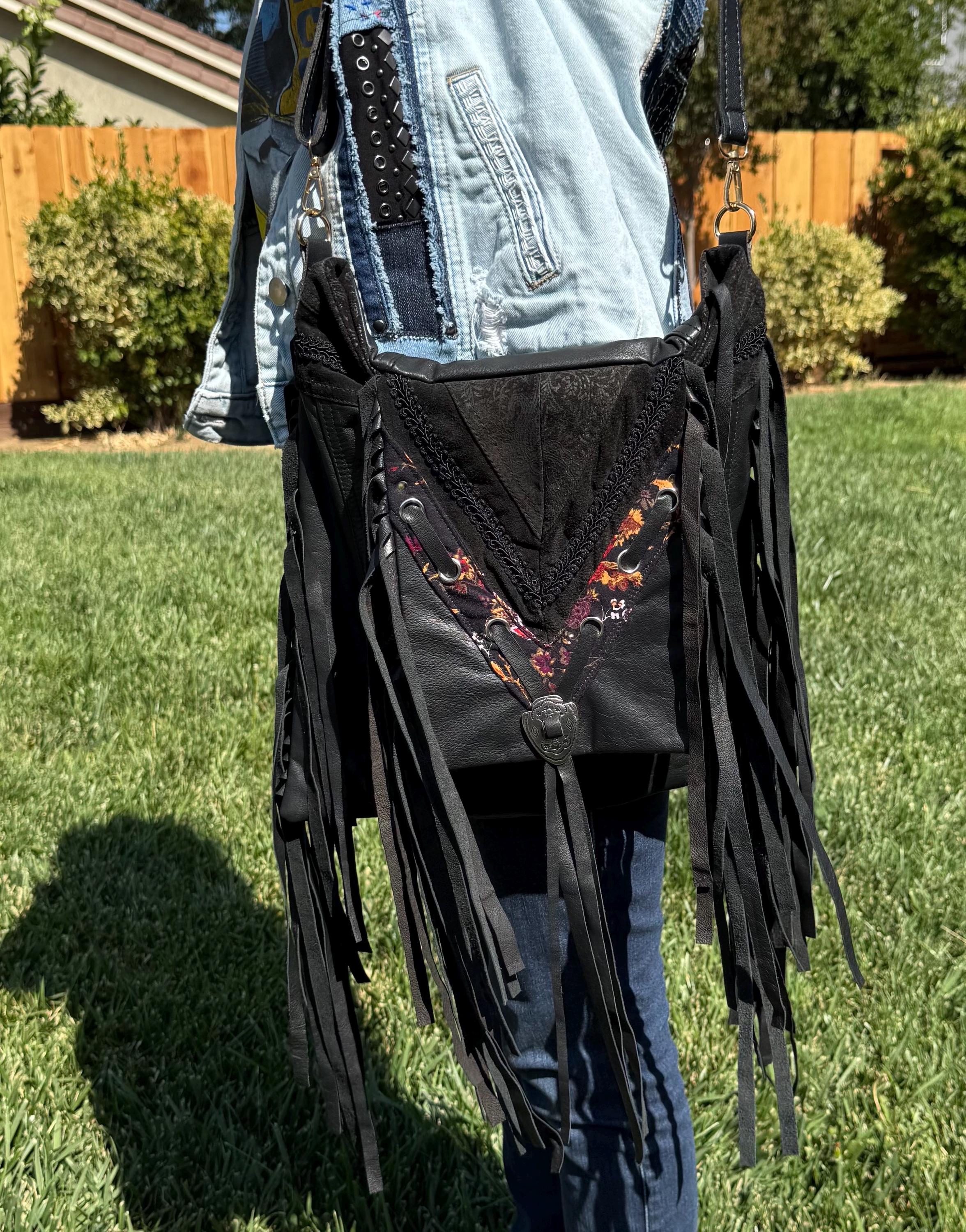 Handmade Leather Crossbody Bag – Adjustable Strap, Flap Closure & Dual Pockets (13”x13”)