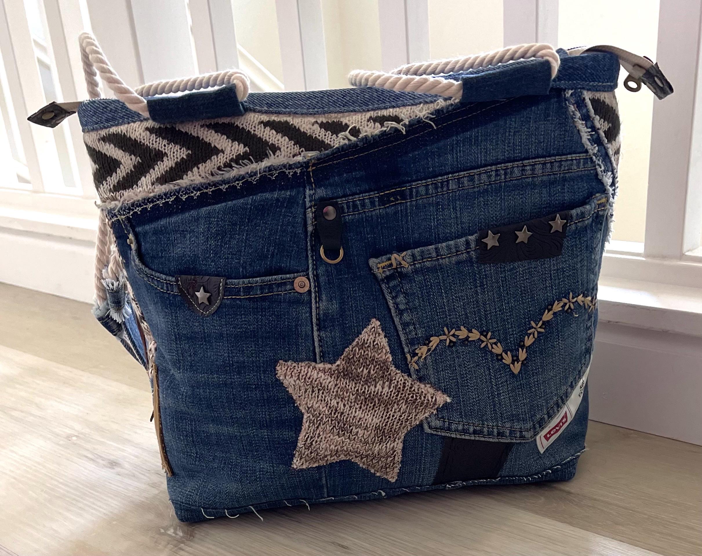 Denim & Knit Sweater-Upcycled Bag | Eco-Friendly, Handmade, One-of-a-Kind